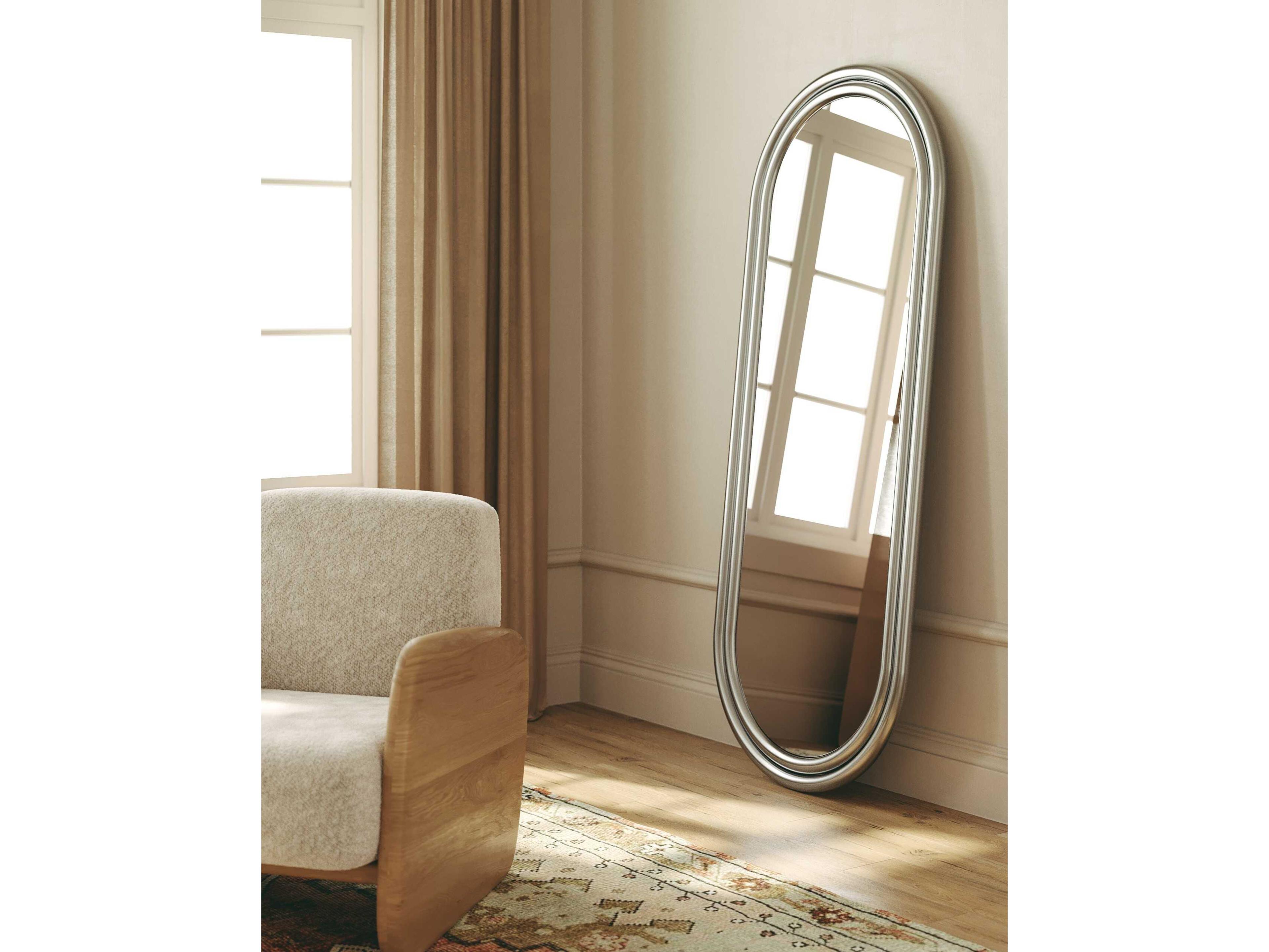 Union Home Dune Chrome Oval Floor Mirror