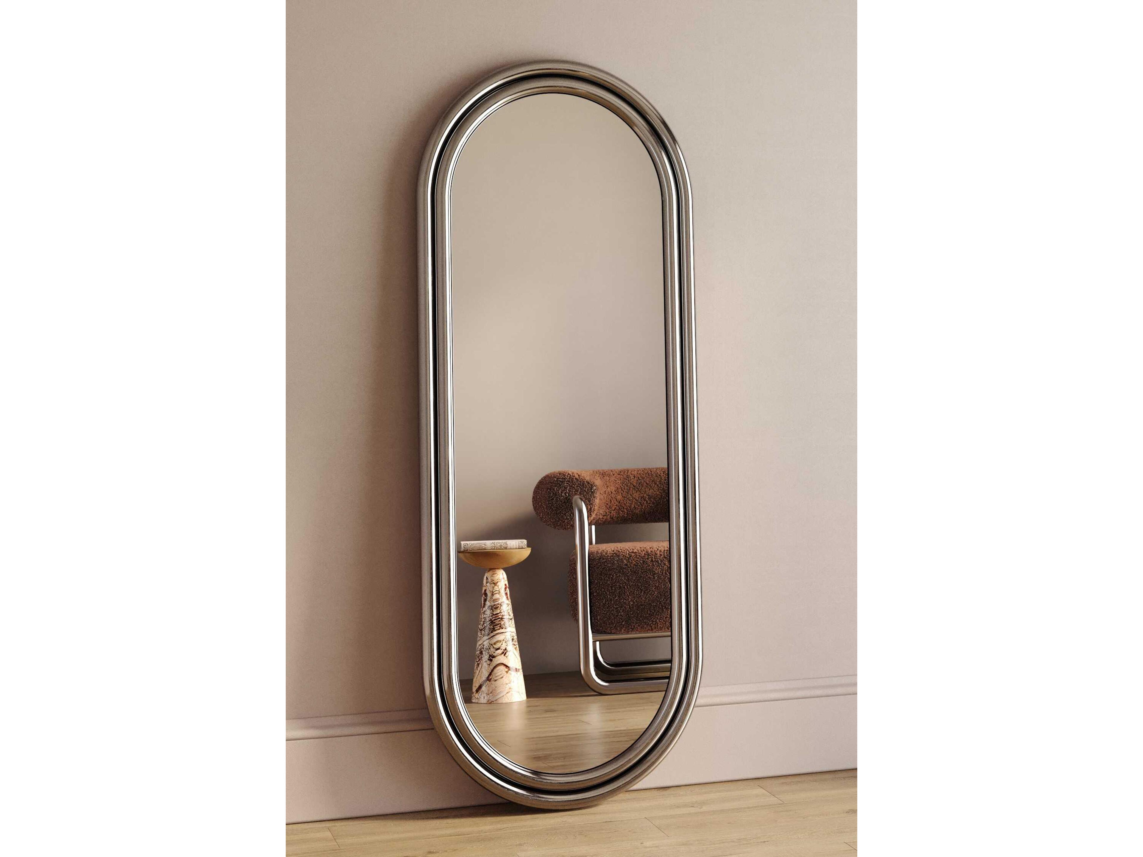 Union Home Dune Chrome Oval Floor Mirror