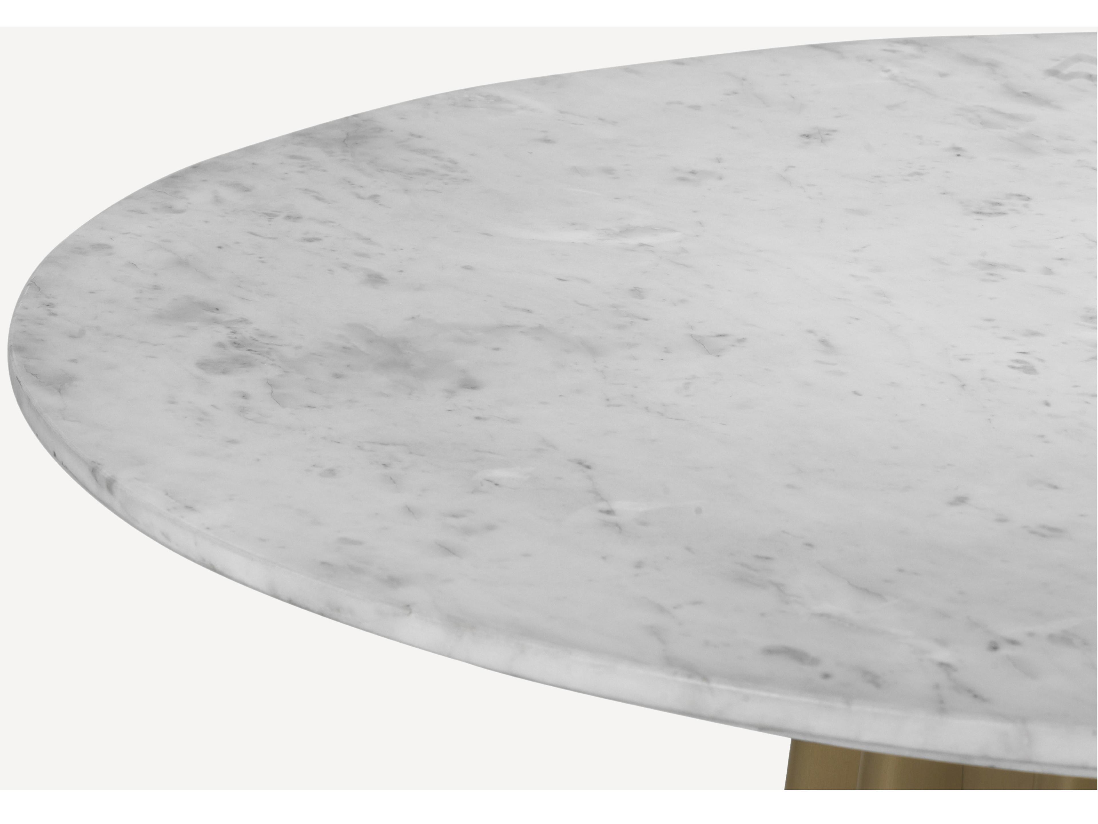 Union Home Shorefront Round Marble Antique Brass Dining Table