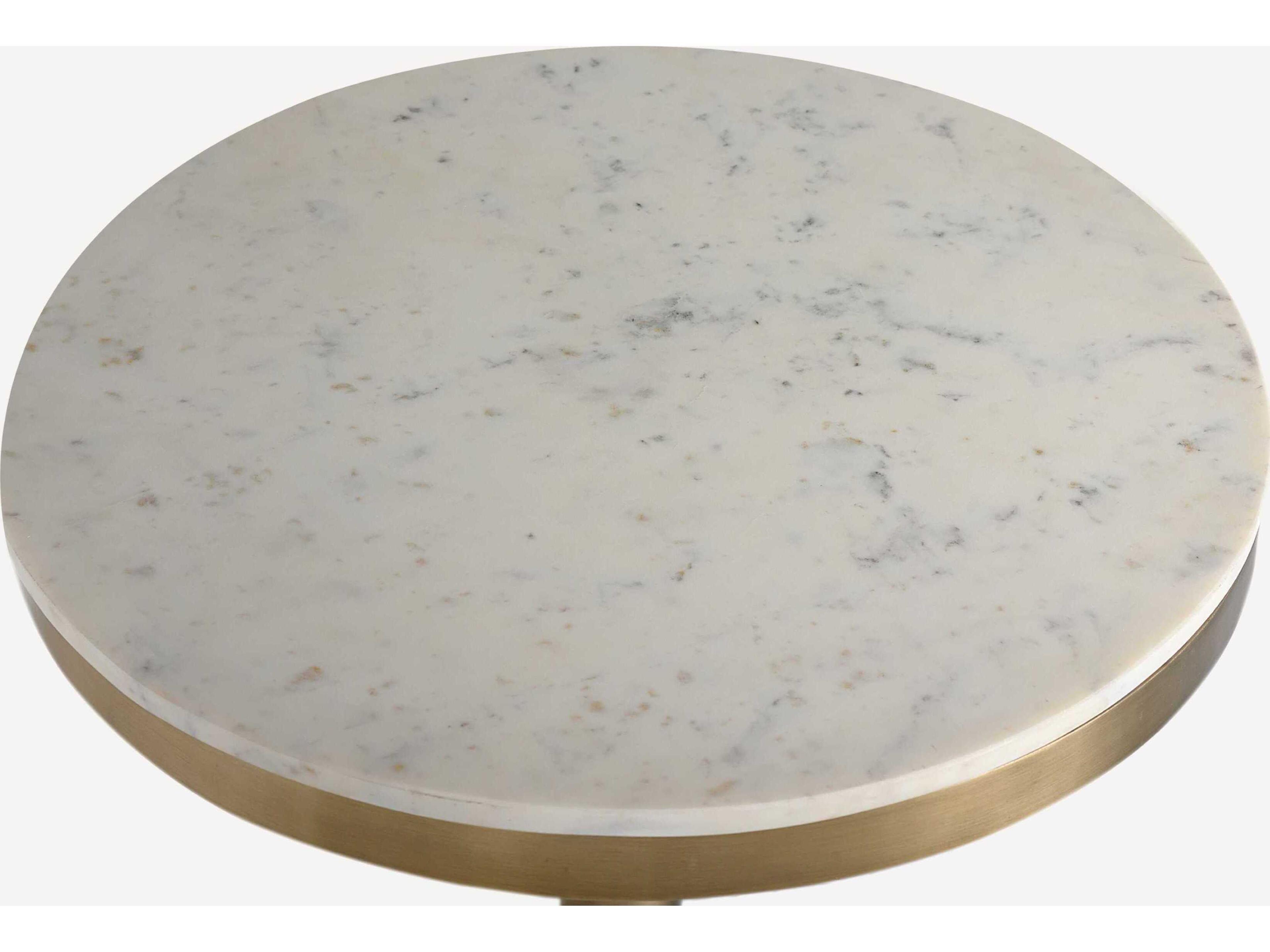 Union Home Shay Antique Brass Round Marble Bar Table