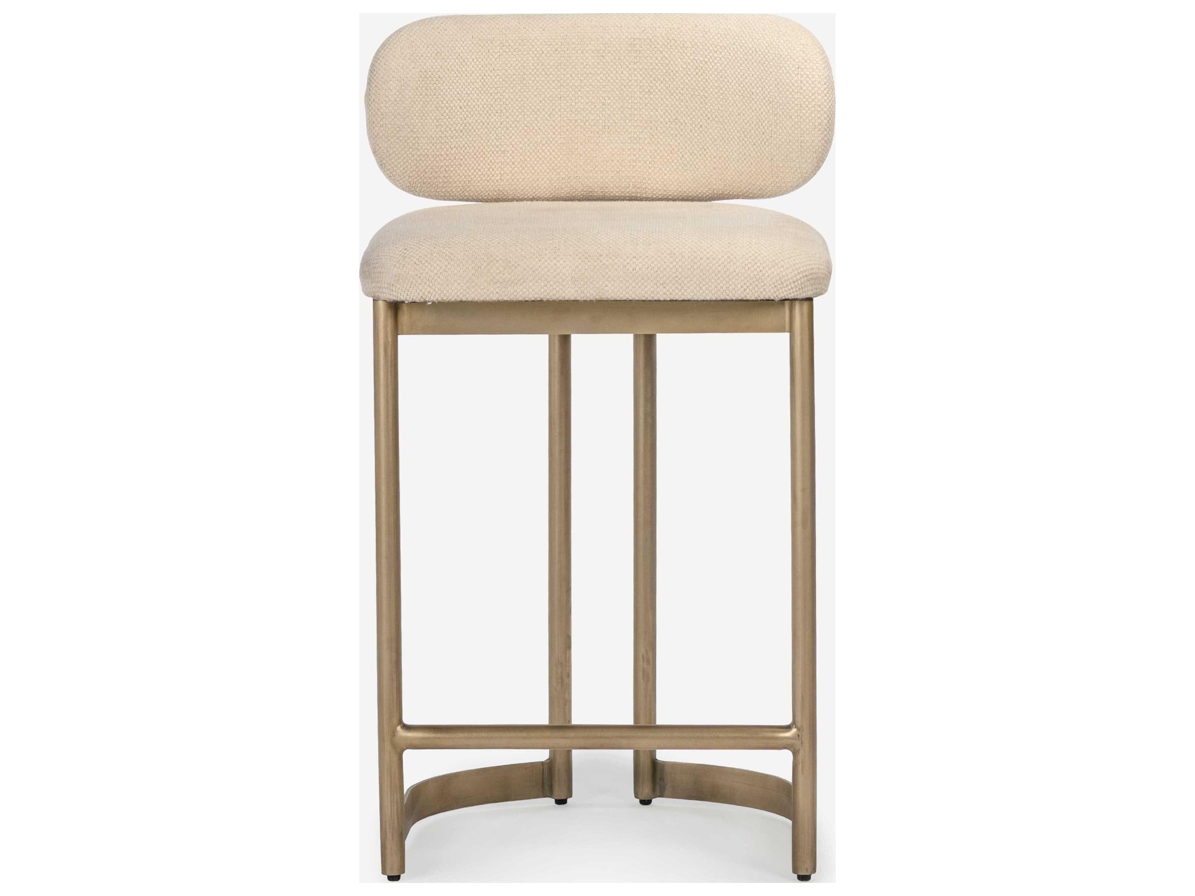 Union Home Shay Antique Brass Upholstered Counter Stool