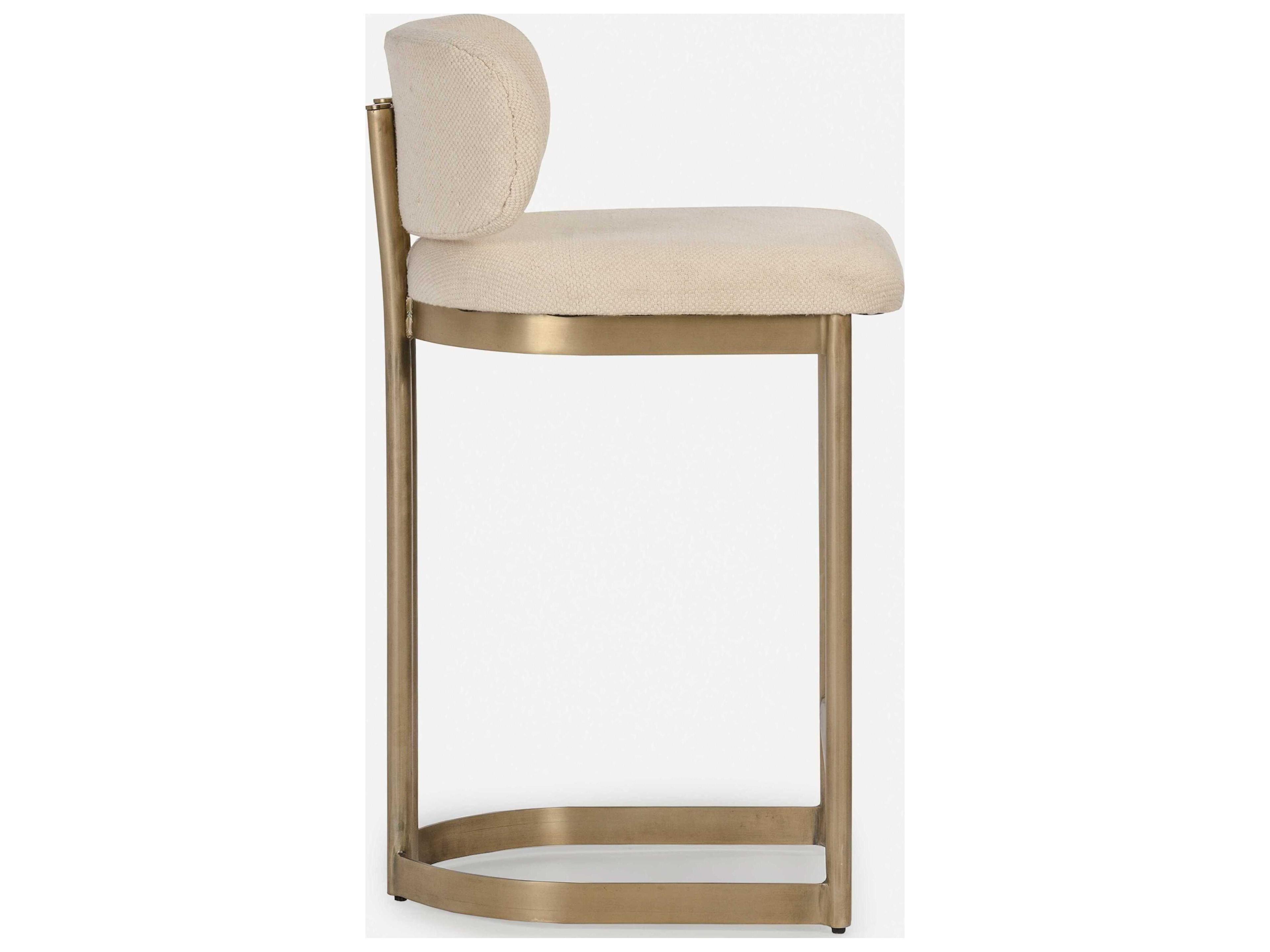 Union Home Shay Antique Brass Upholstered Counter Stool