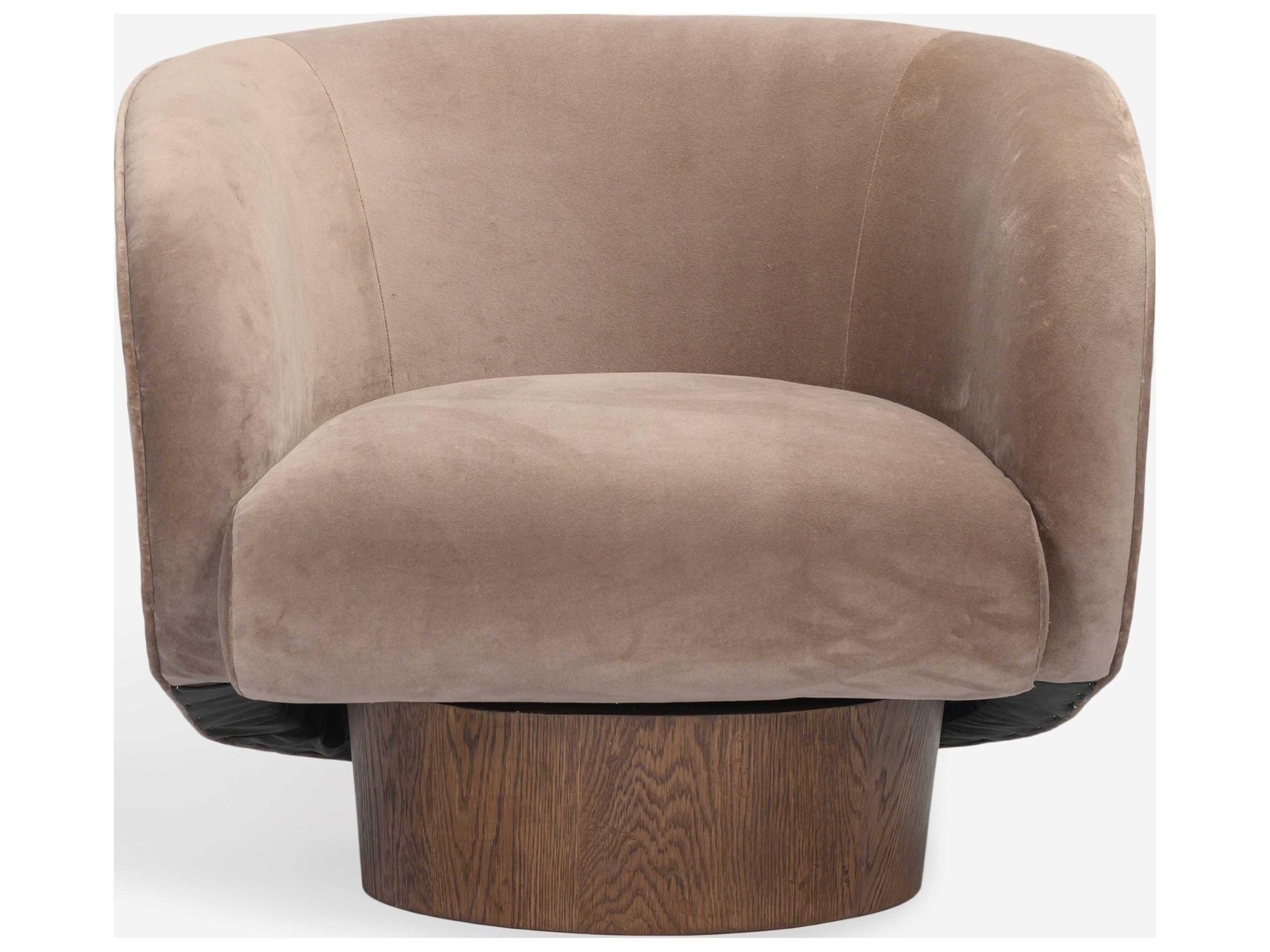 Union Home Rotunda Swivel Brown Velvet Accent Chair