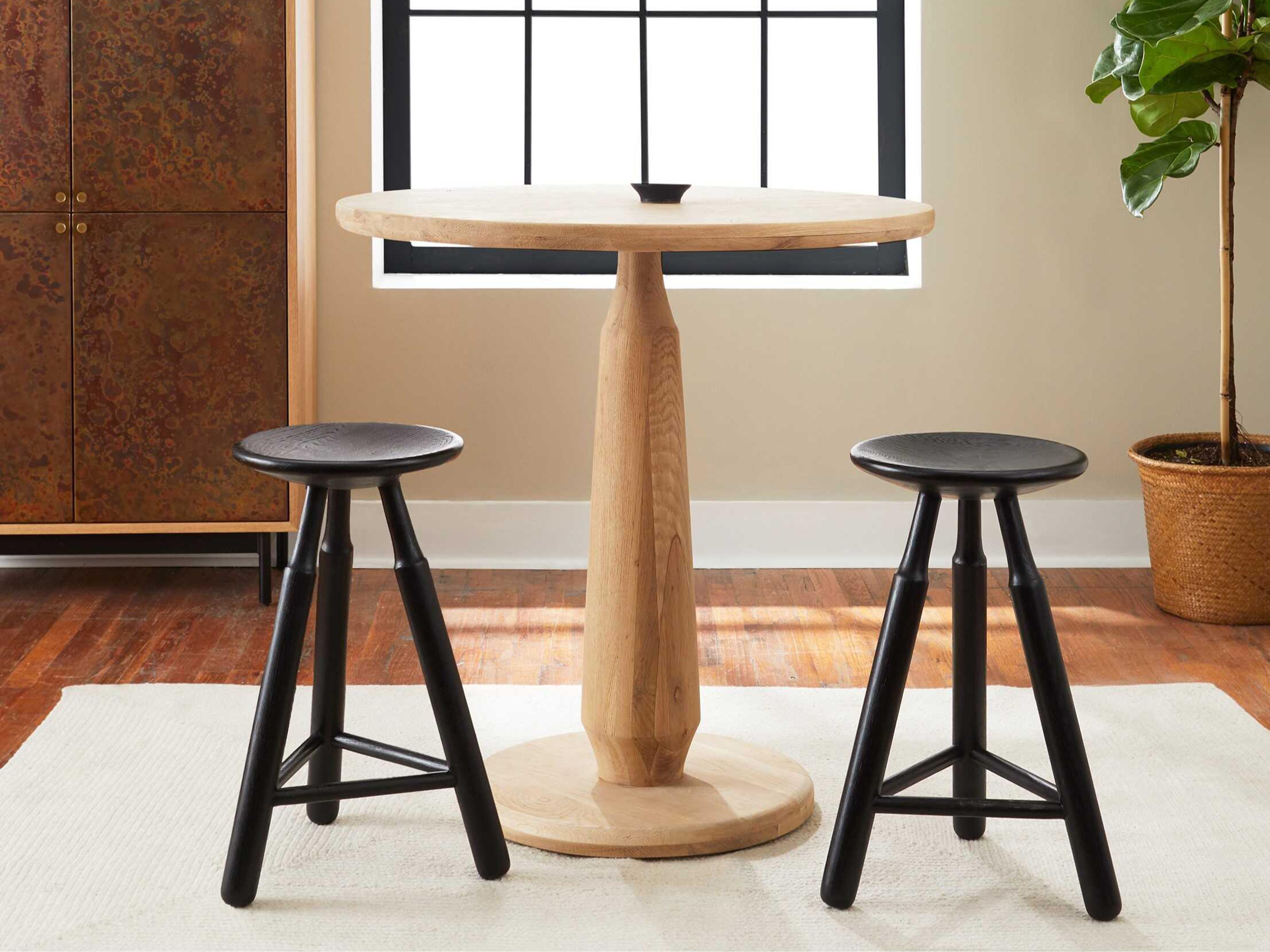 Union Home Dowel Charcoal Oak Wood Counter Stool