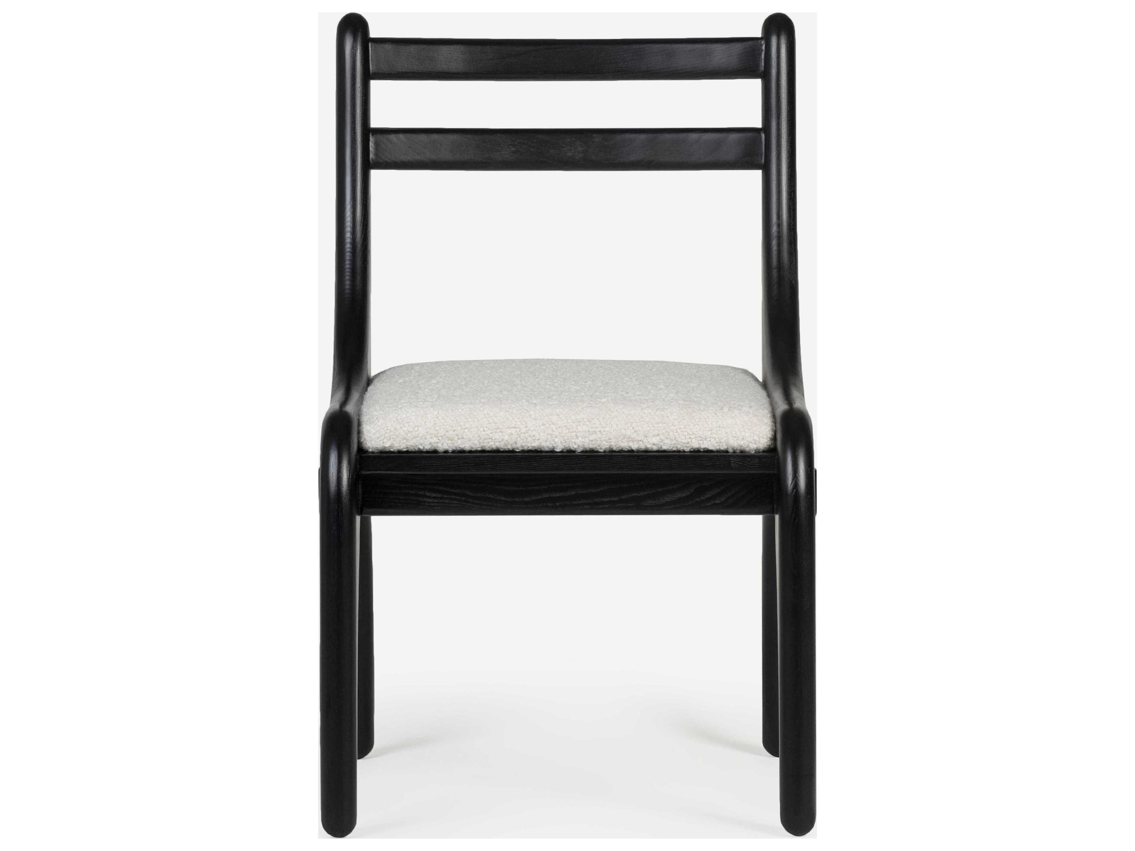 Union Home Luna Oak Wood Black Upholstered Armless Dining Chair