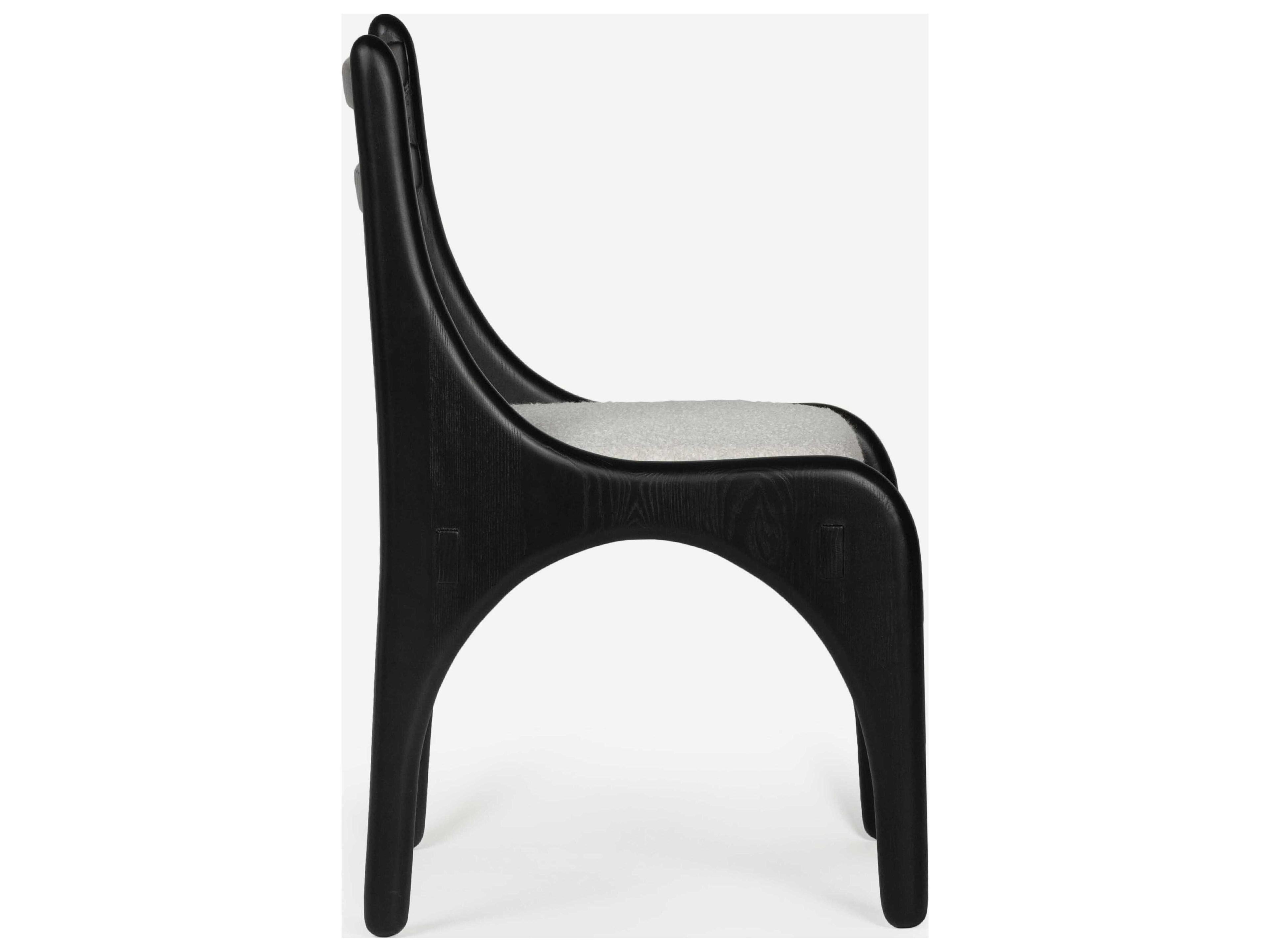 Union Home Luna Oak Wood Black Upholstered Armless Dining Chair