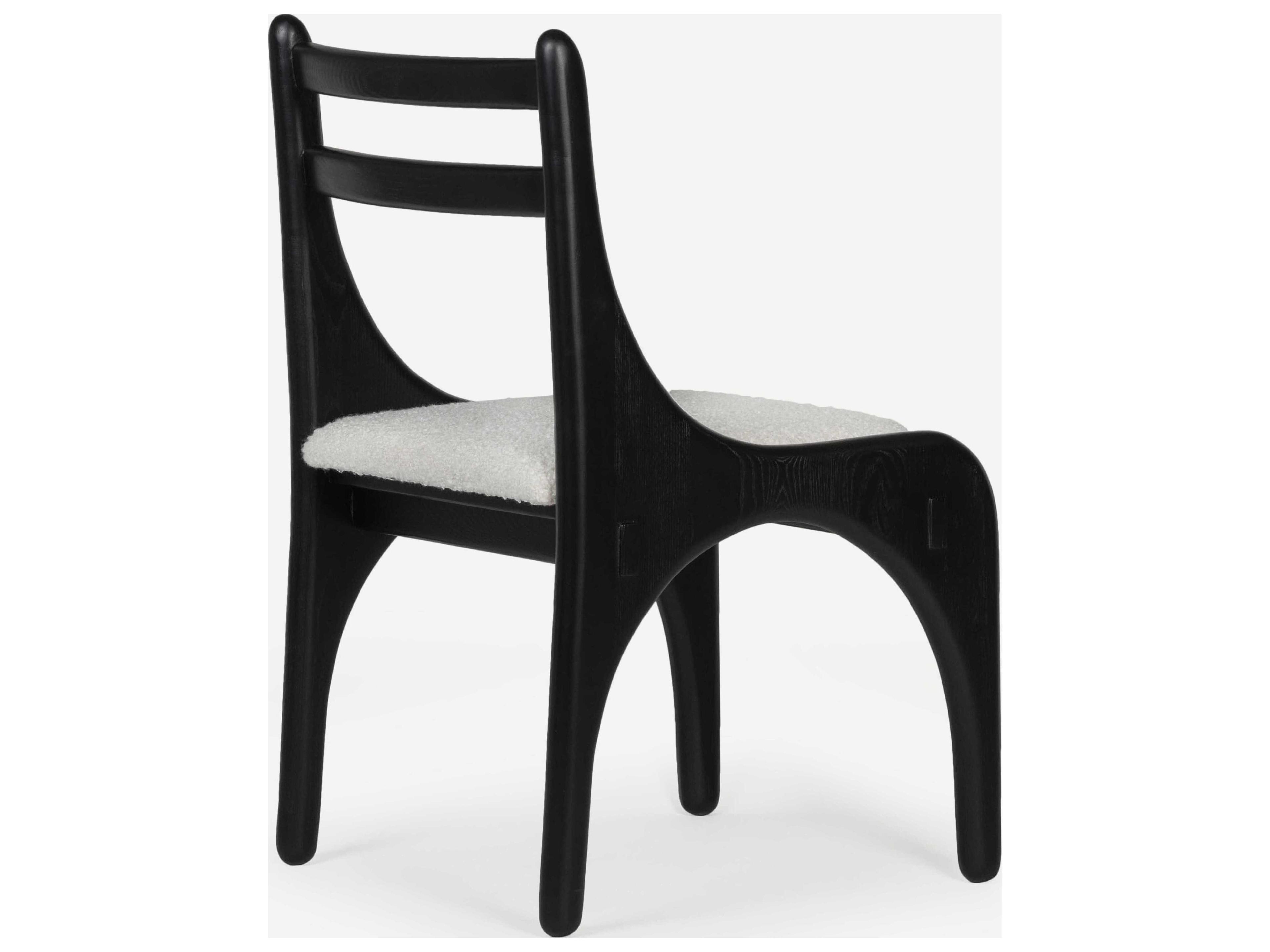 Union Home Luna Oak Wood Black Upholstered Armless Dining Chair