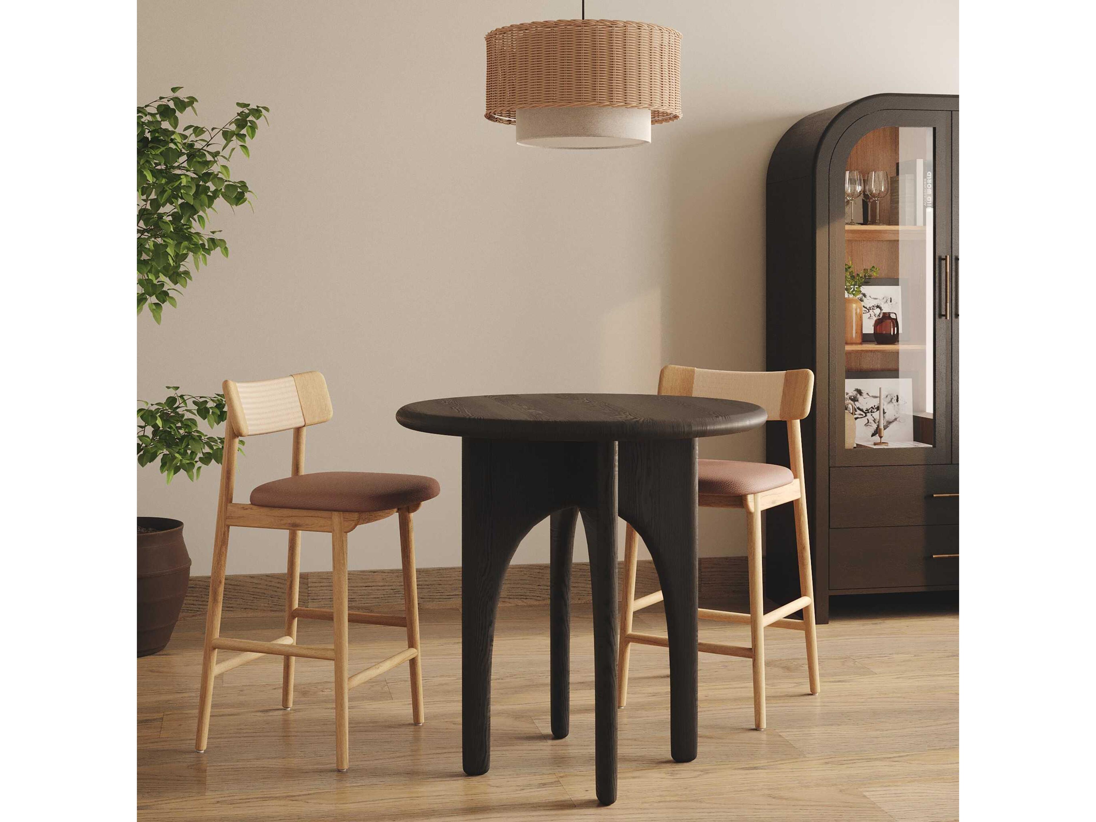 Union Home Luna Round Wood Charcoal Dining Table