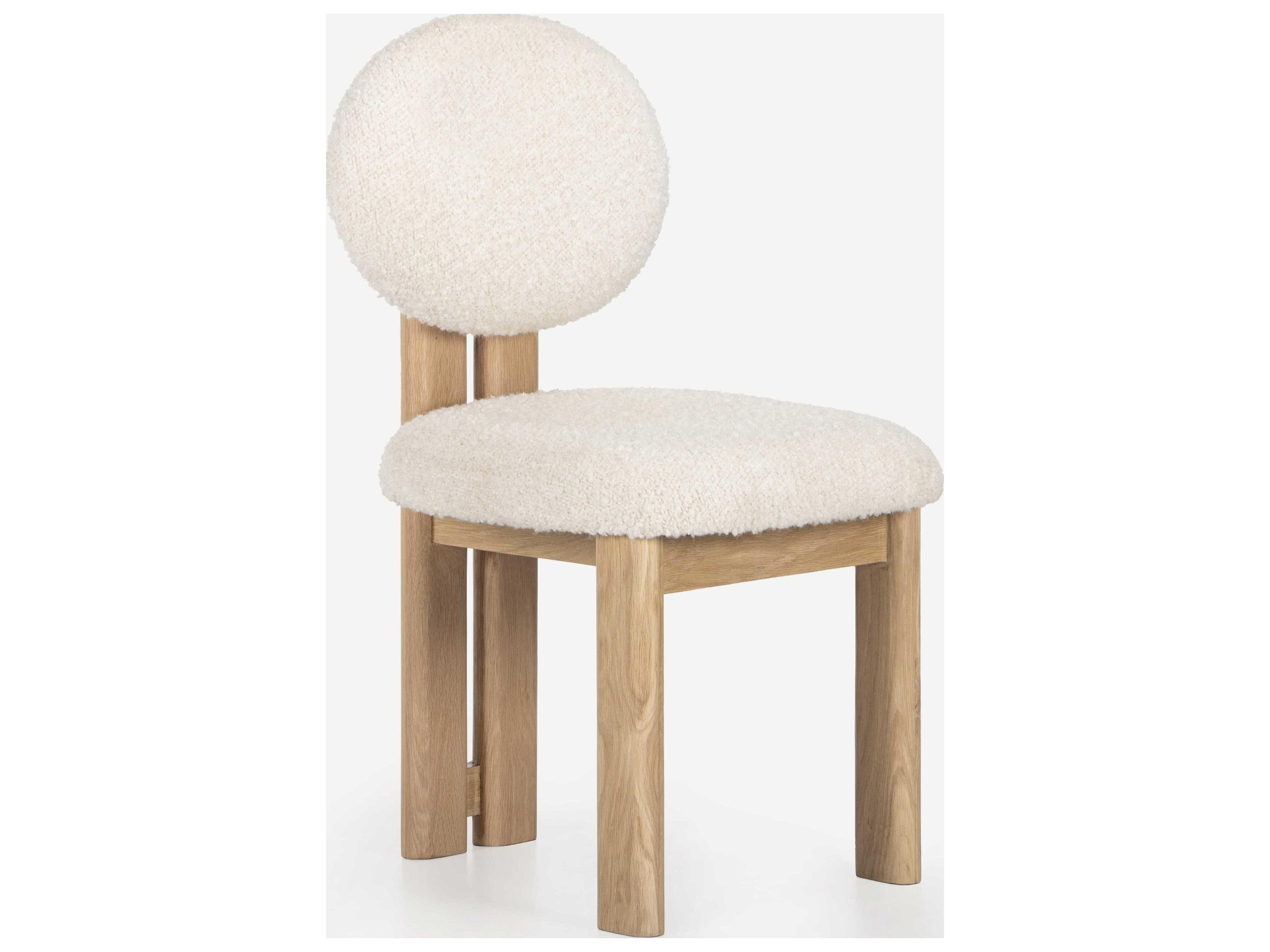 Colton Oak Wood White Upholstered Armless Dining Chair