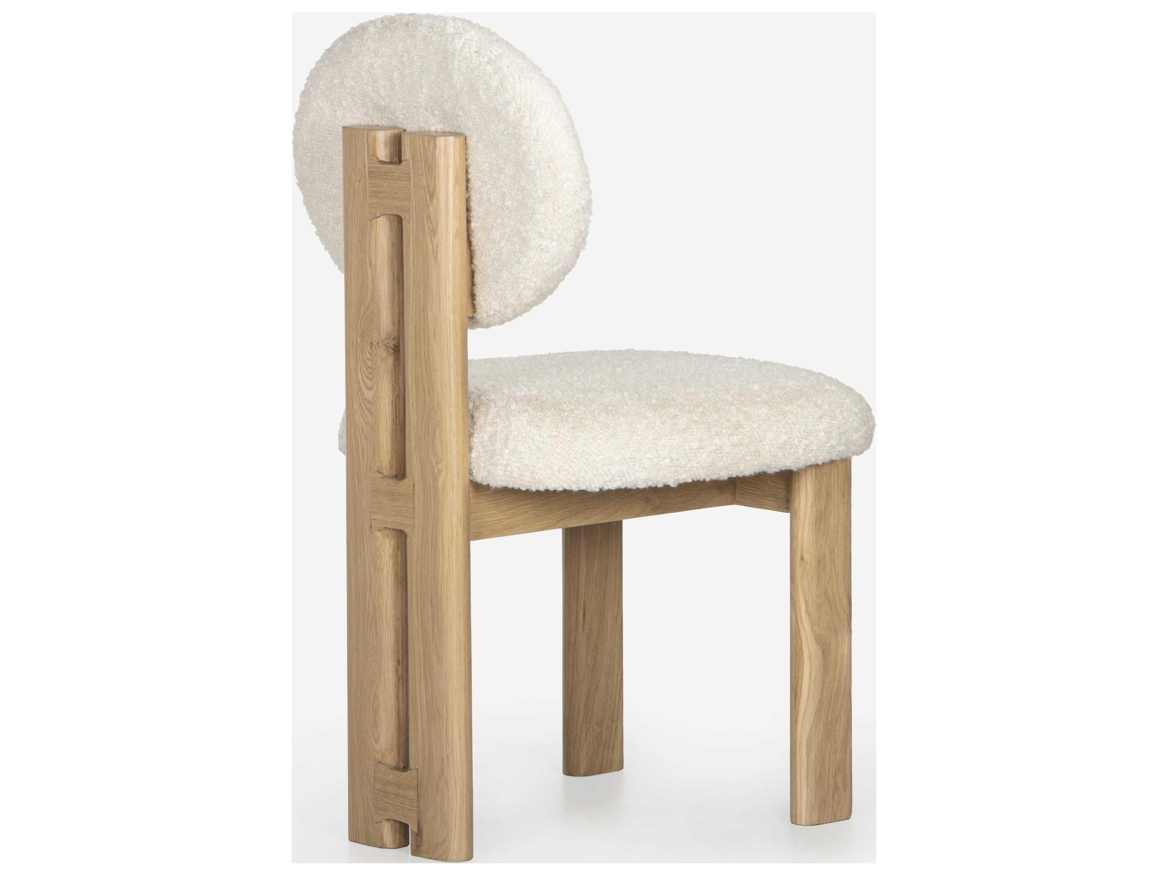 Union Home Colton Oak Wood White Upholstered Armless Dining Chair