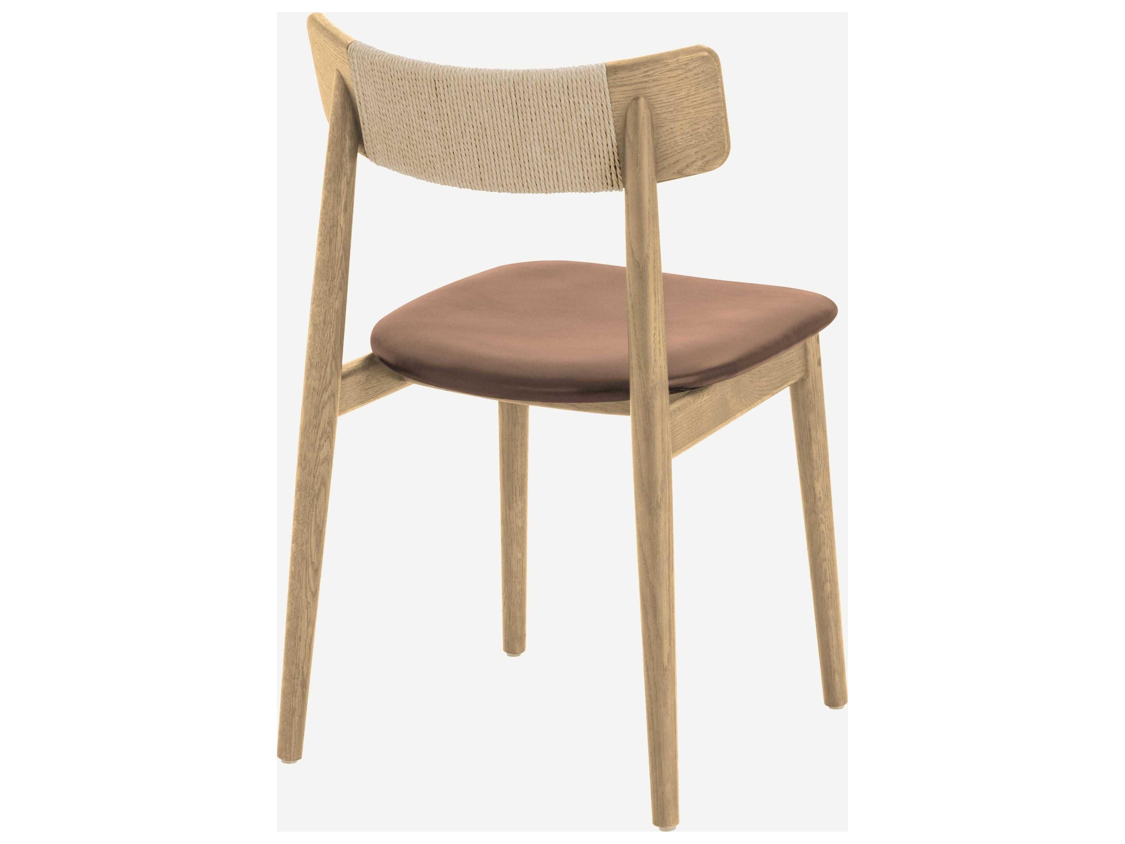 Union Home Converse Oak Wood Natural Leather Armless Dining Chair Set of 2