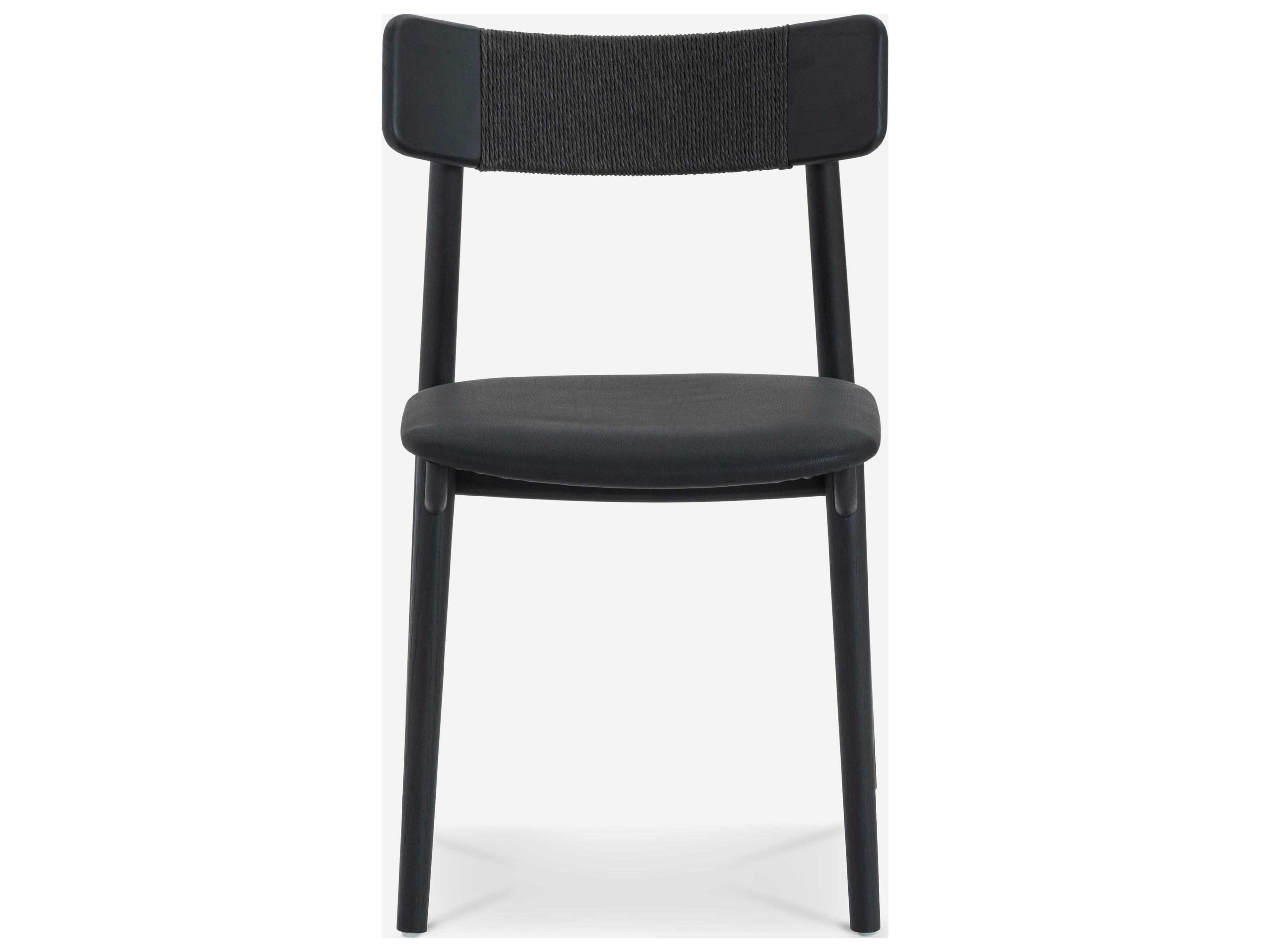 Union Home Converse Oak Wood Black Leather Armless Dining Chair Set of 2