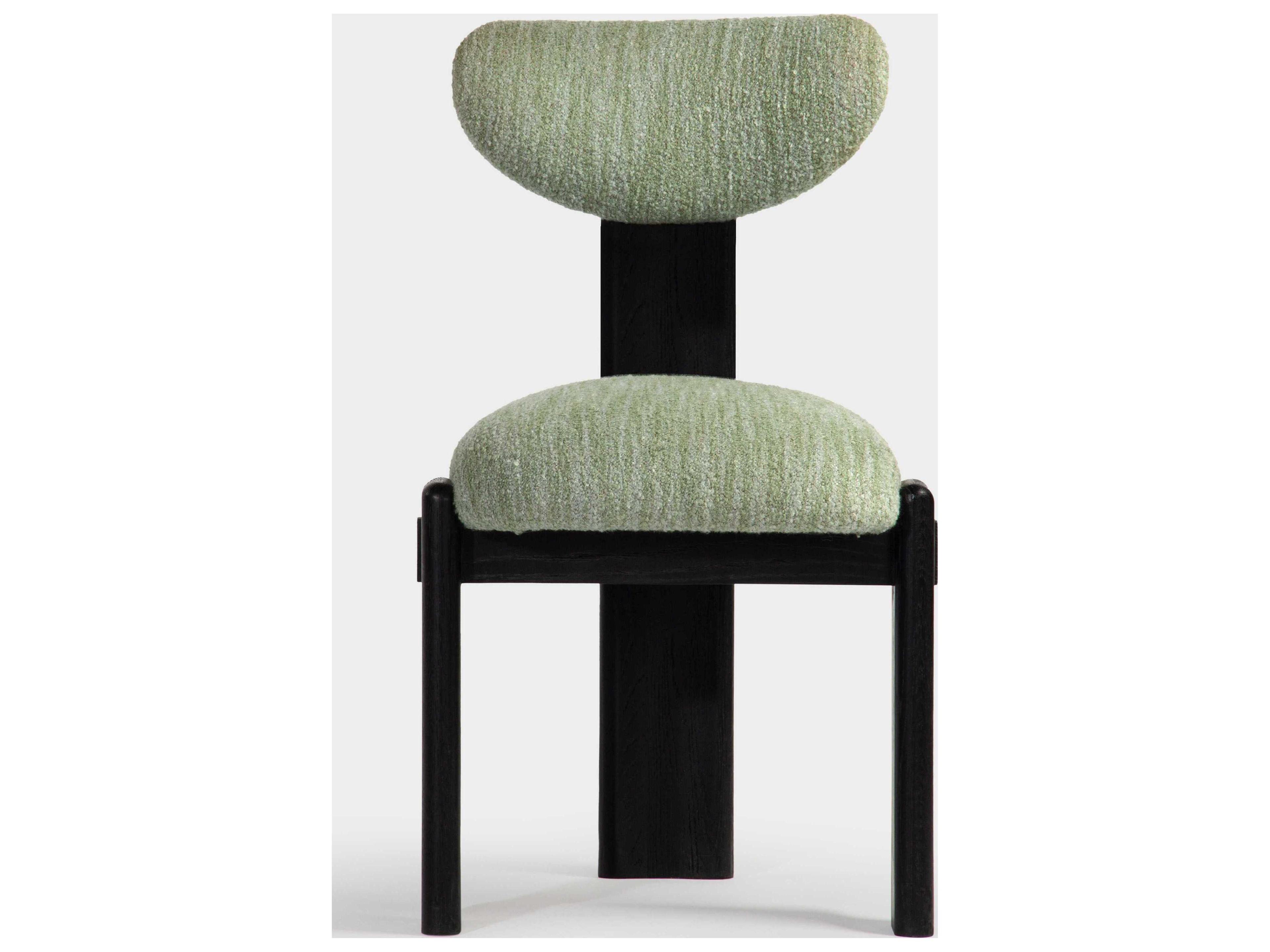 Union Home Elio Oak Wood Green Upholstered Armless Dining Chair