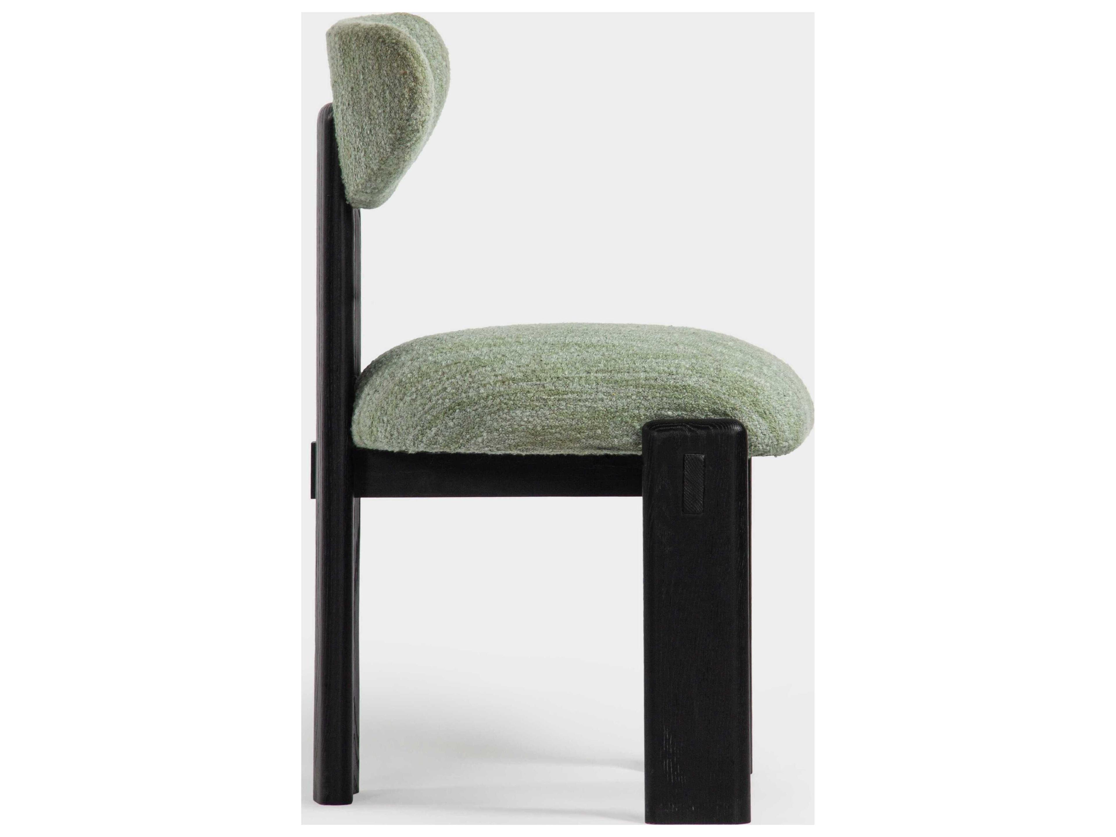 Union Home Elio Oak Wood Green Upholstered Armless Dining Chair