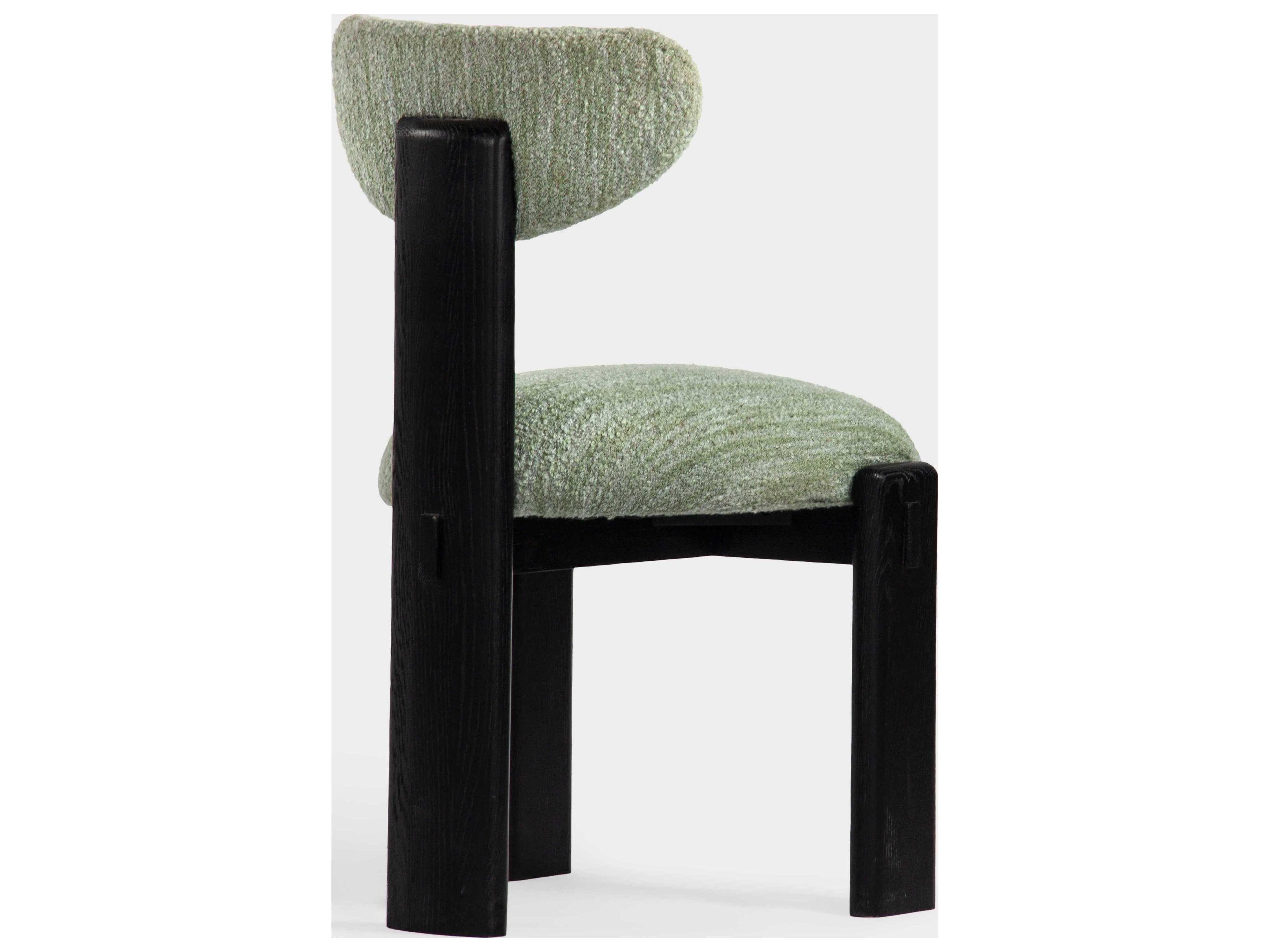 Union Home Elio Oak Wood Green Upholstered Armless Dining Chair