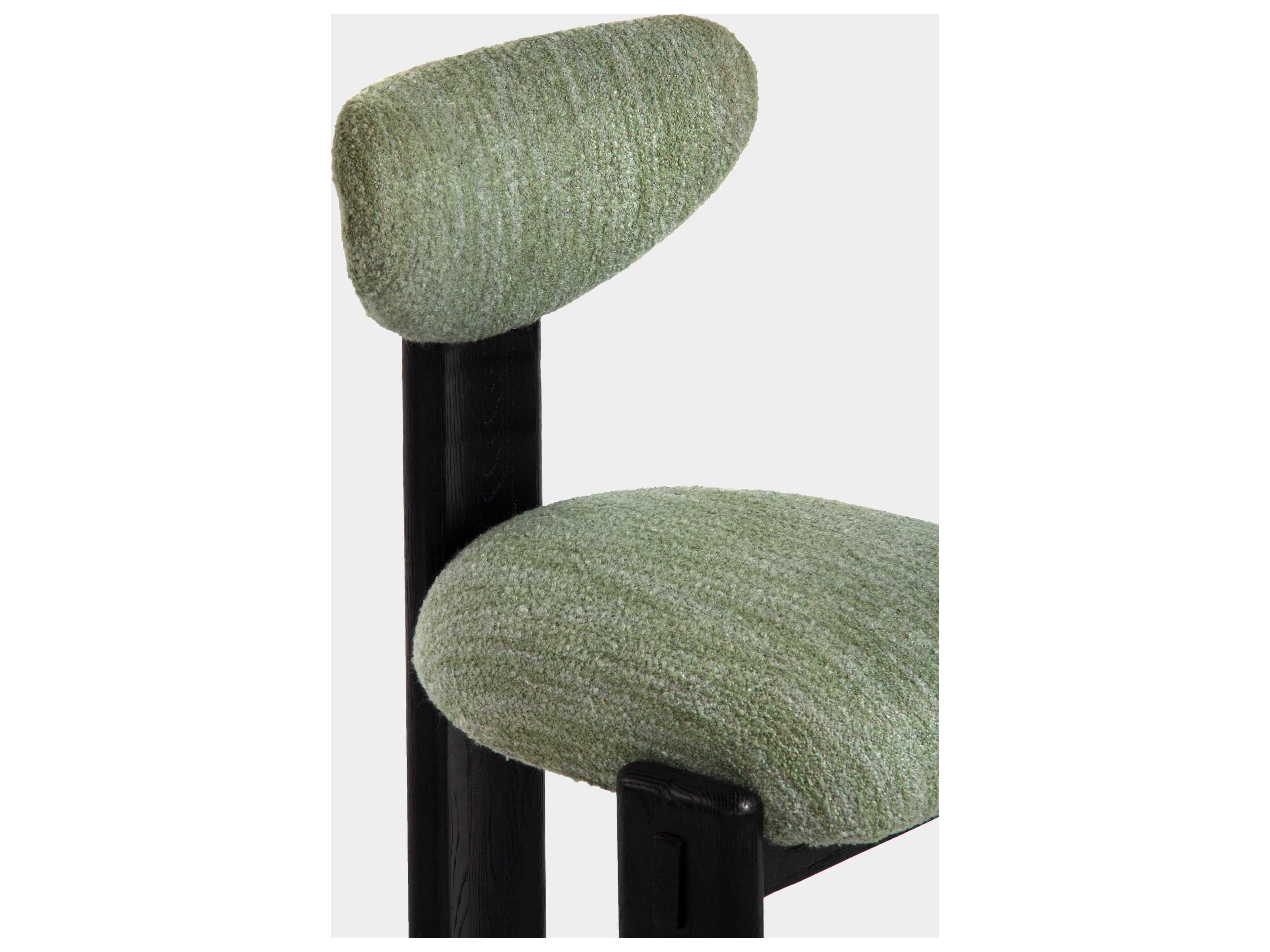 Union Home Elio Oak Wood Green Upholstered Armless Dining Chair