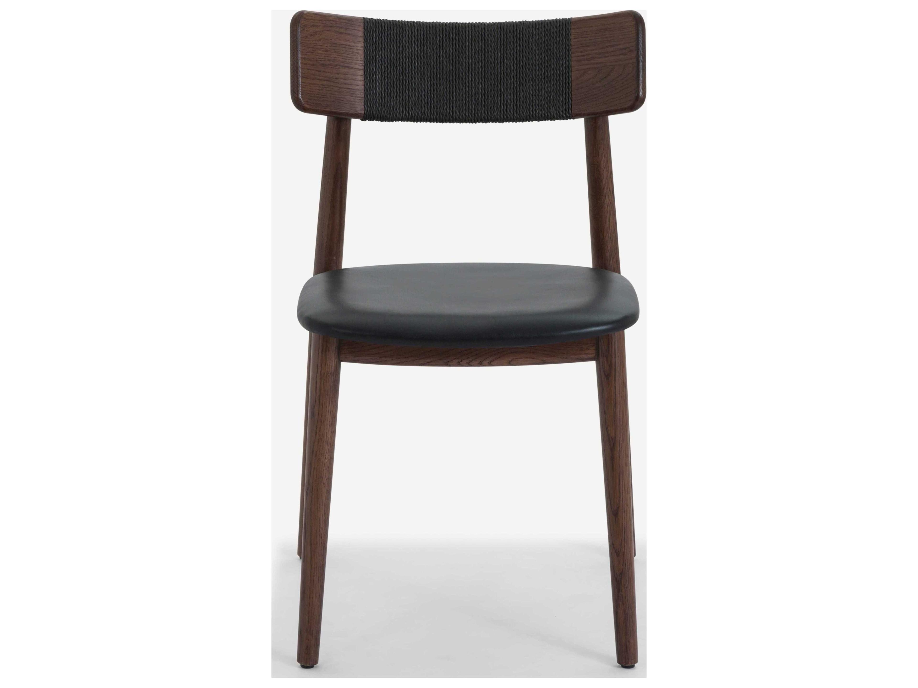 Union Home Converse Oak Wood Brown Leather Armless Dining Chair Set of 2