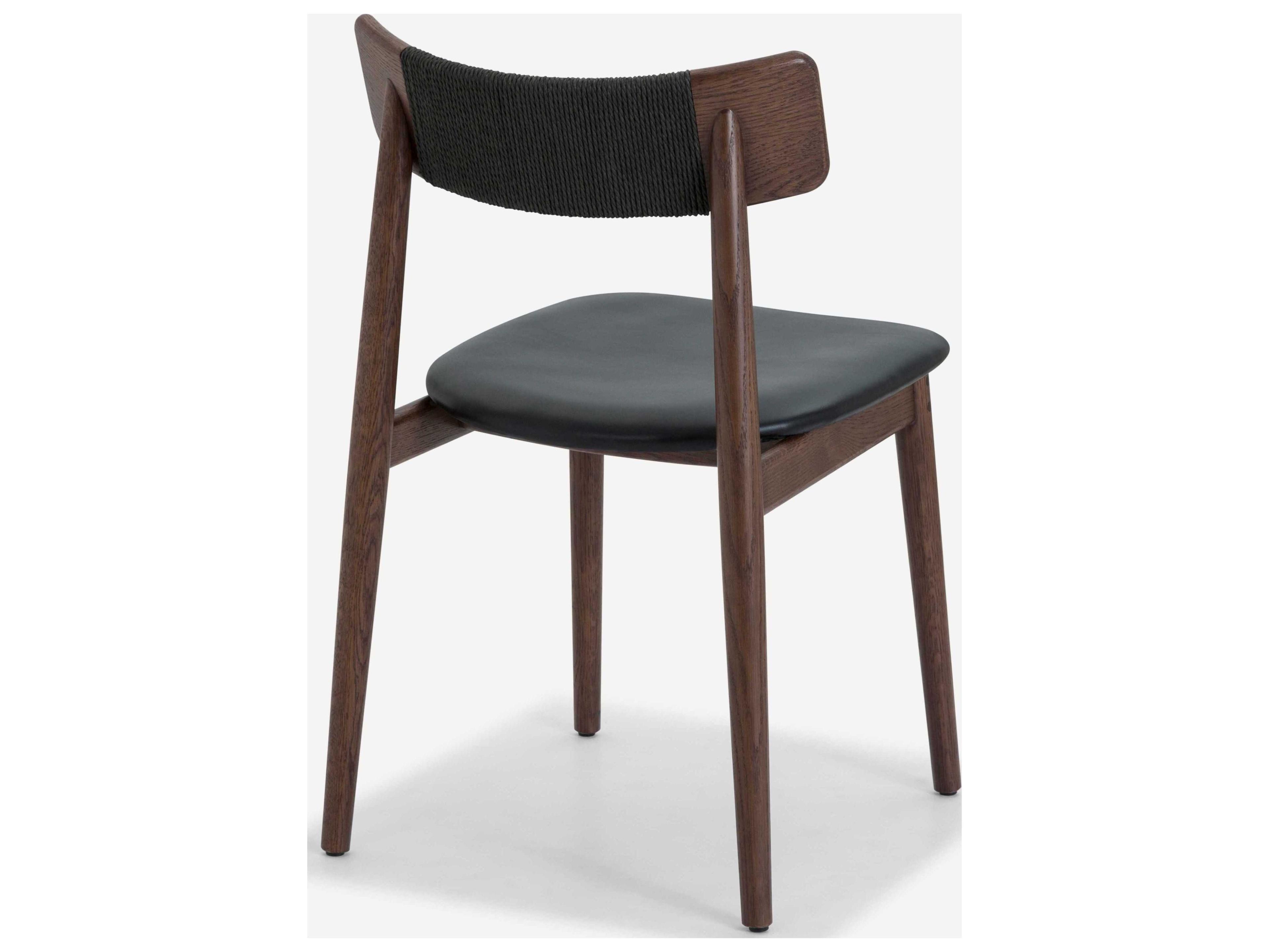 Union Home Converse Oak Wood Brown Leather Armless Dining Chair Set of 2