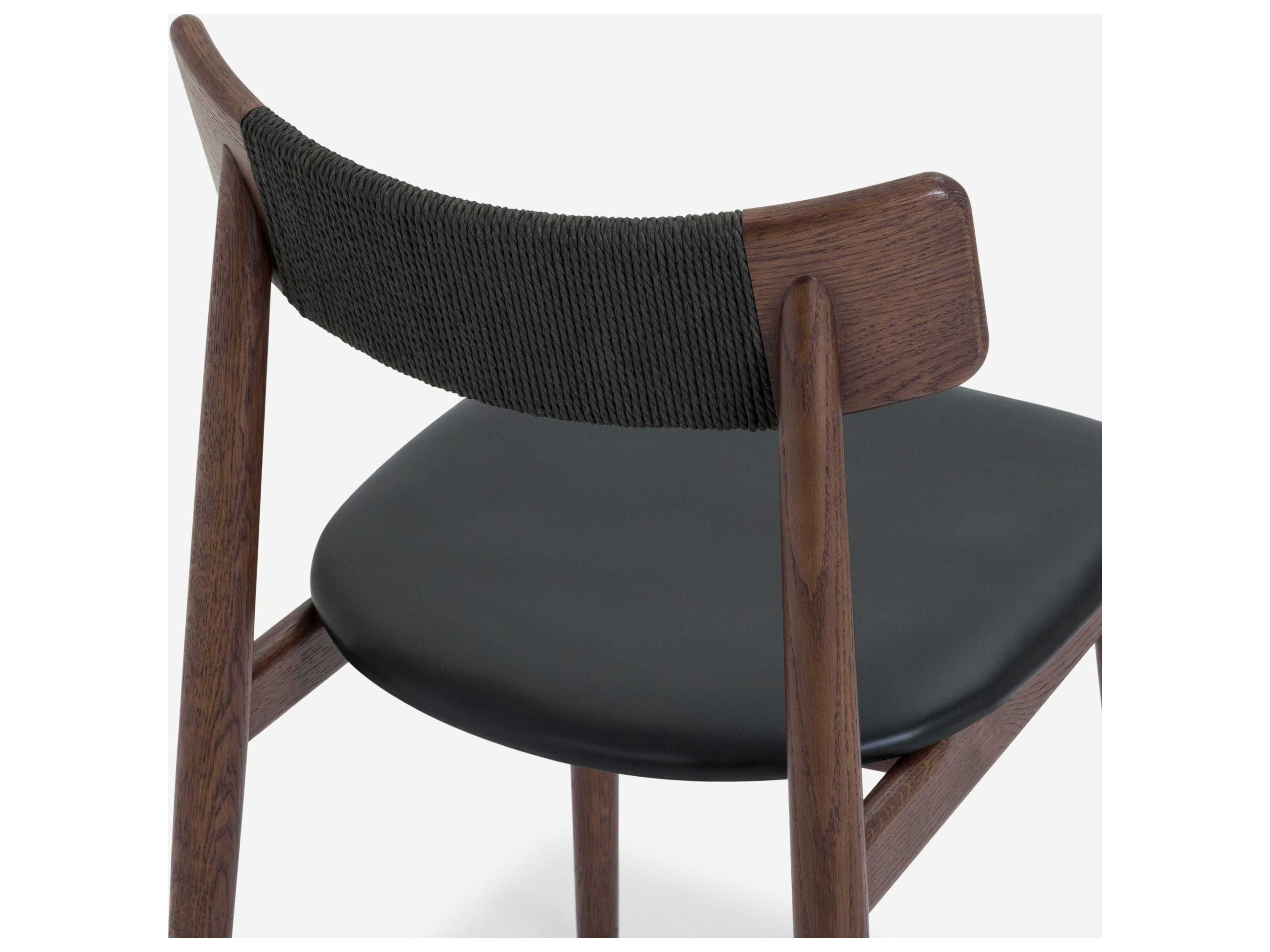 Union Home Converse Oak Wood Brown Leather Armless Dining Chair Set of 2