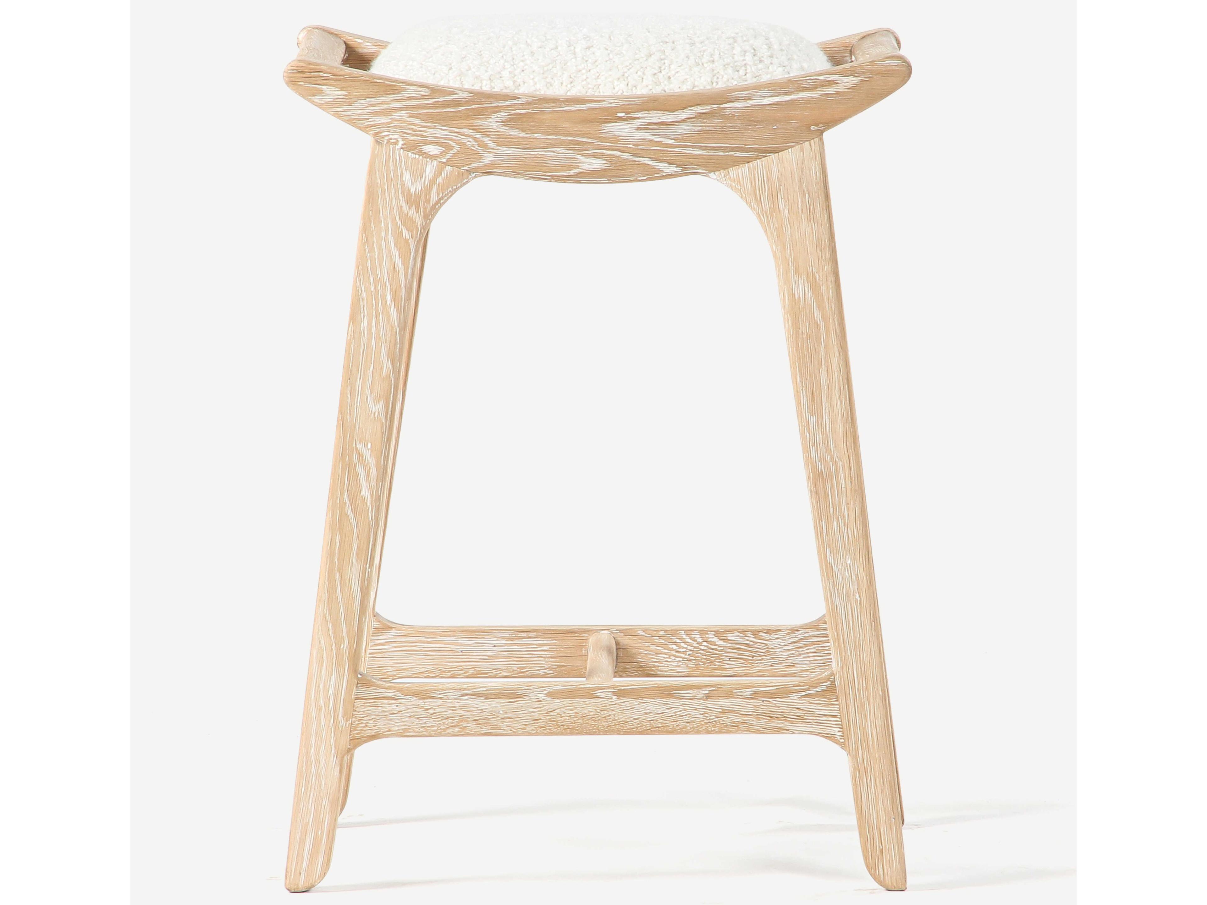 Union Home Porter Cerused Oak Upholstered Wood Counter Stool