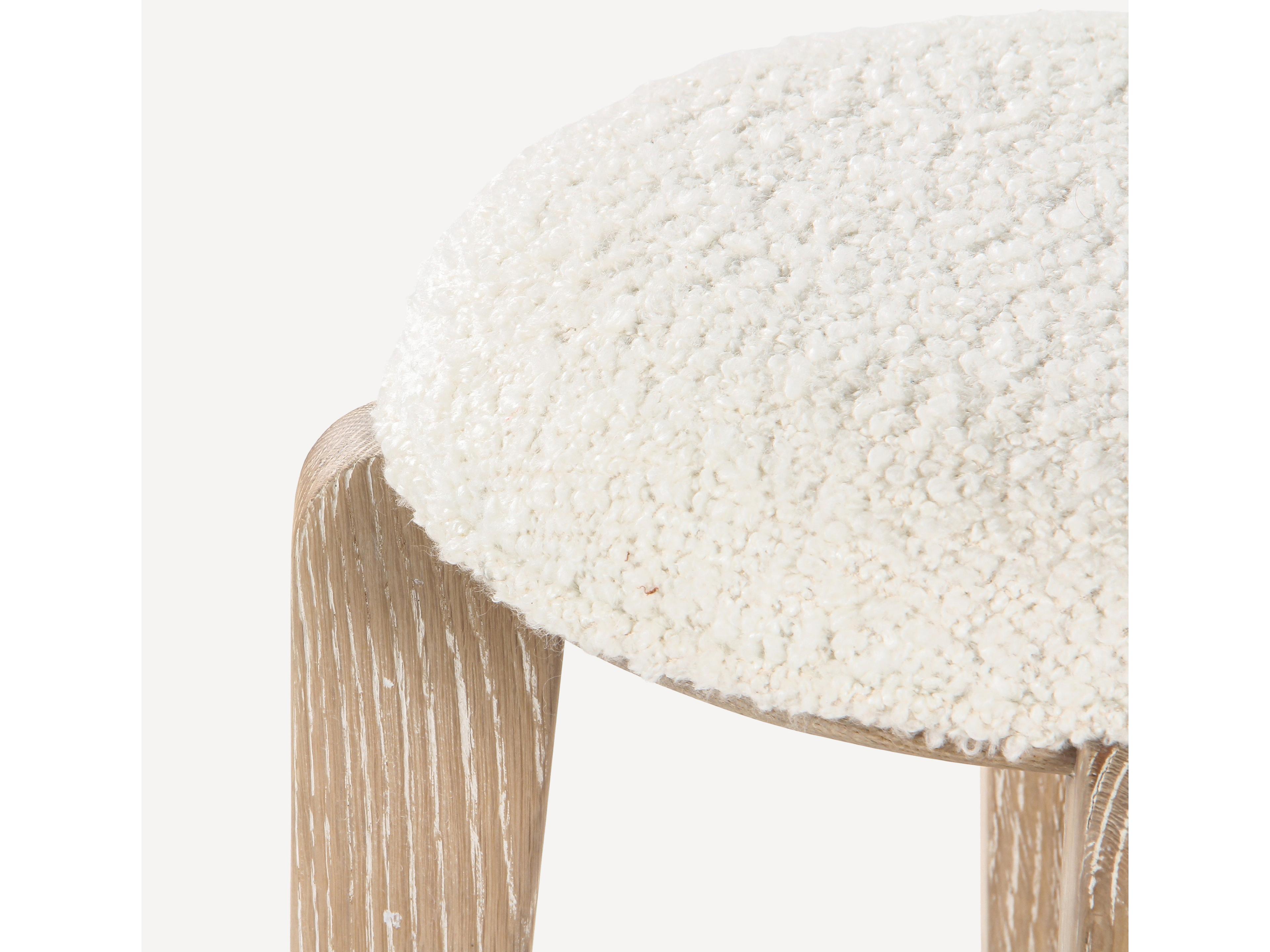 Union Home Quattro Cerused Oak Champagne Brass Upholstered Wood Counter Stool