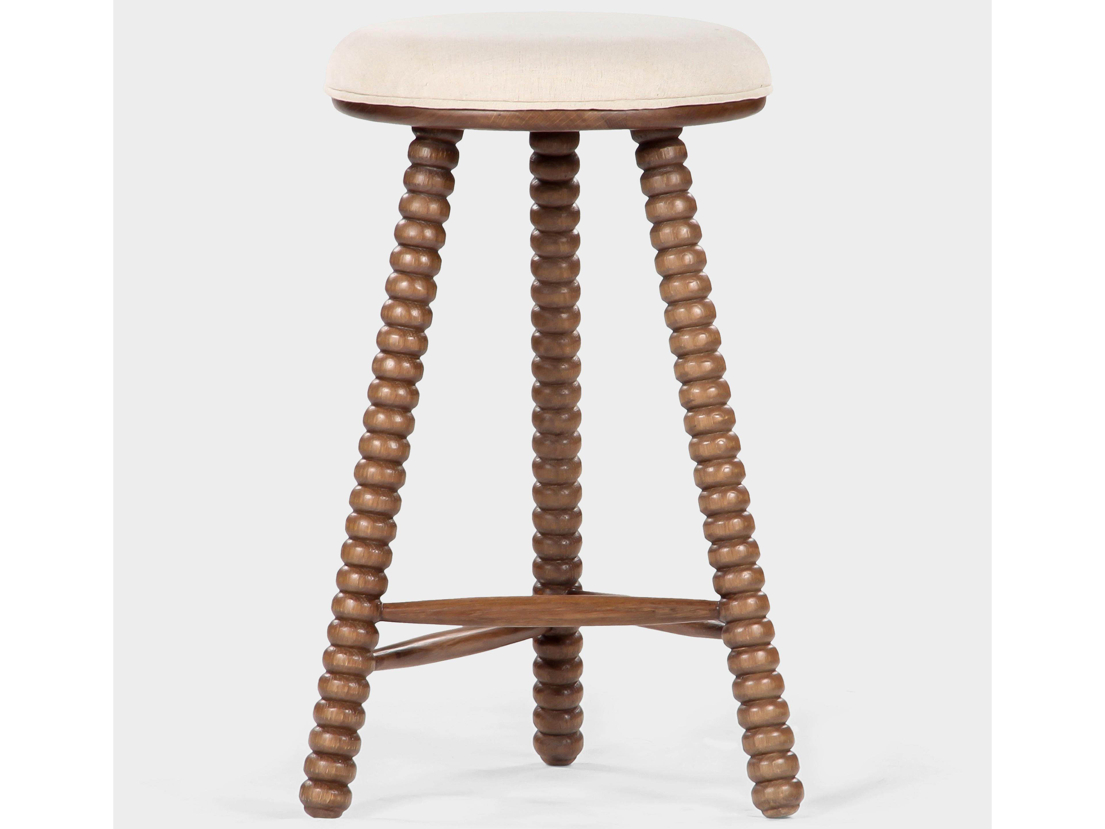 Union Home Twist Light Walnut Upholstered Oak Wood Counter Stool