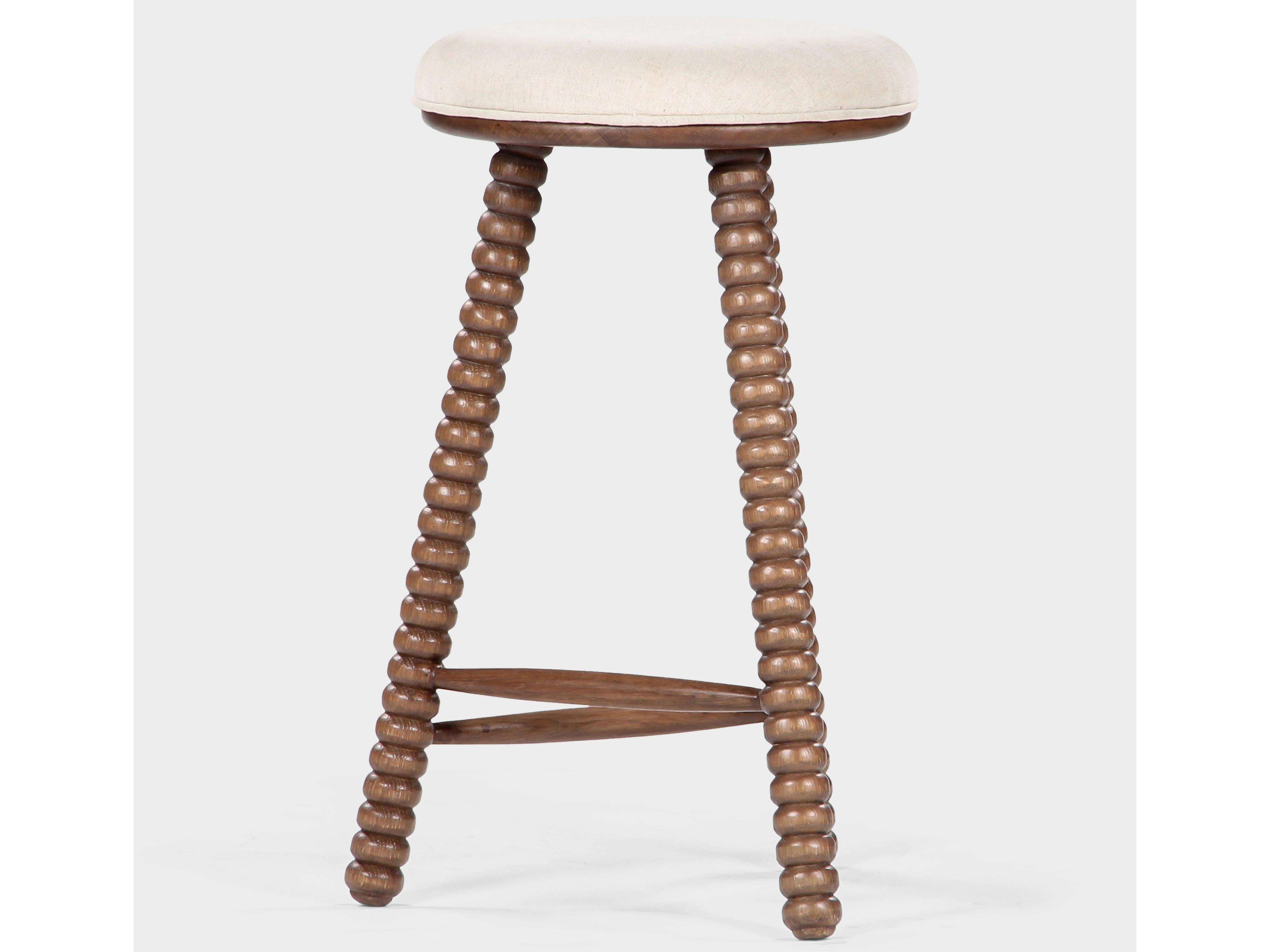 Union Home Twist Light Walnut Upholstered Oak Wood Counter Stool