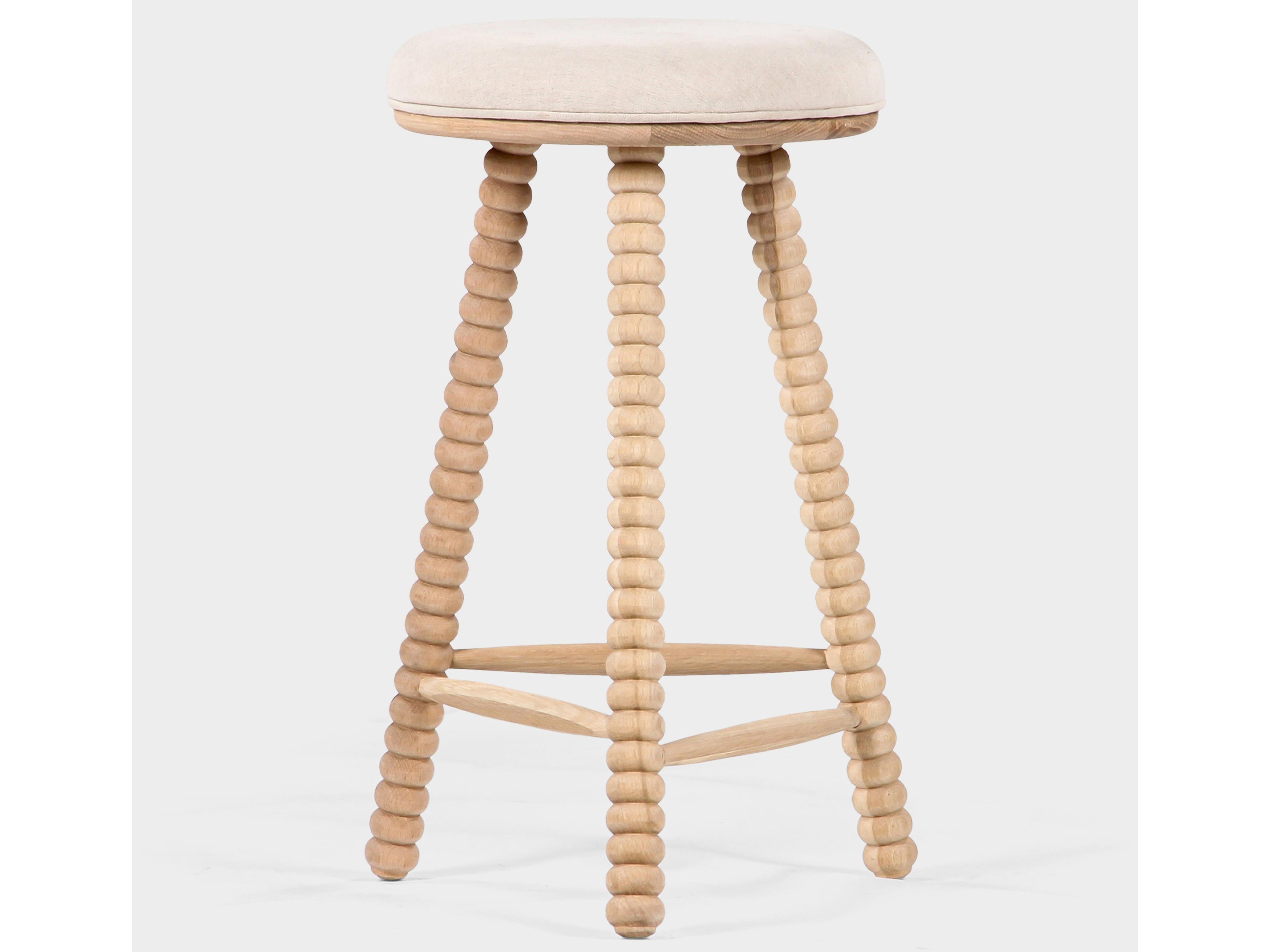 Twist Natural Upholstered Oak Wood Counter Stool
