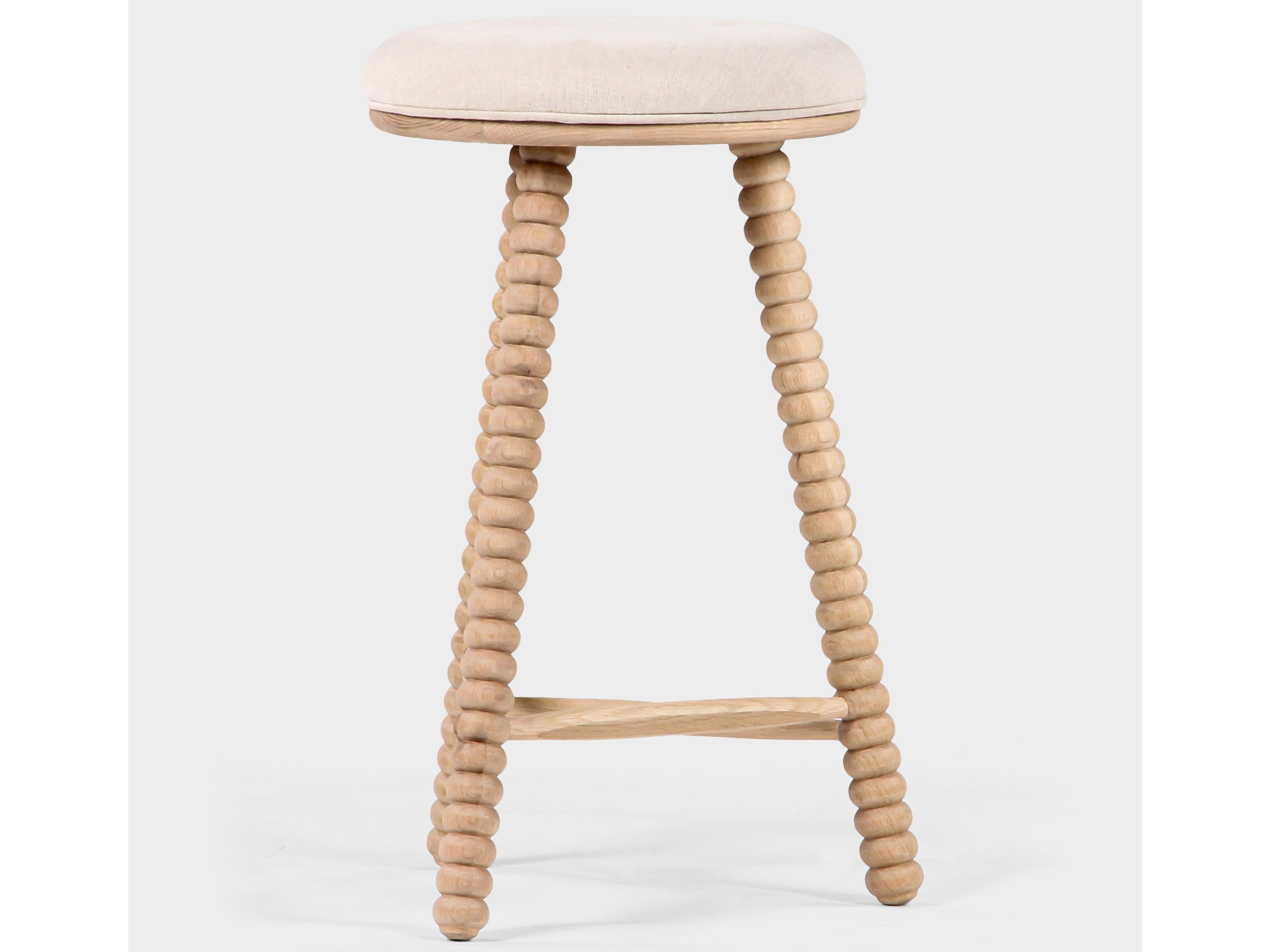 Union Home Twist Natural Upholstered Oak Wood Counter Stool