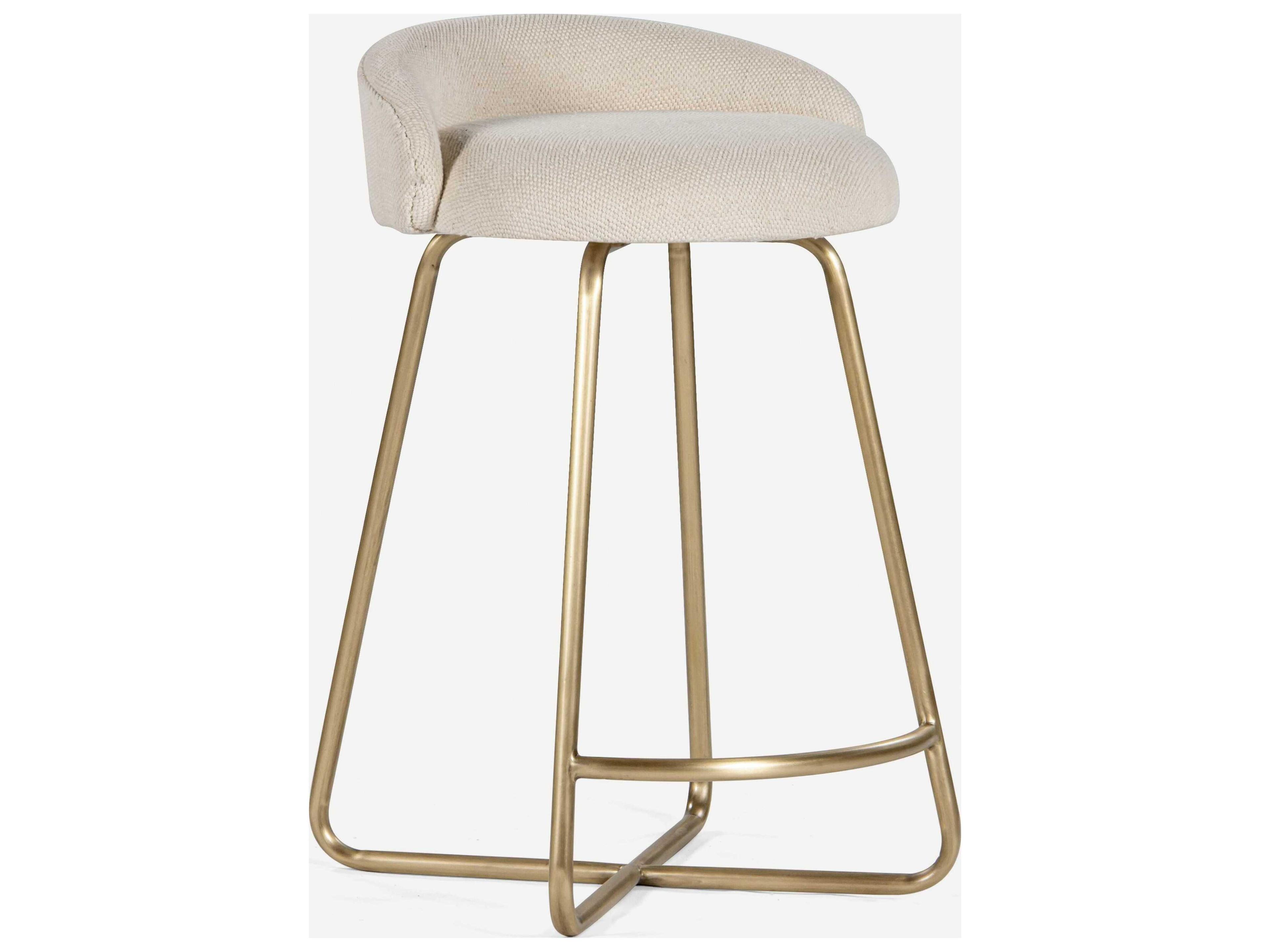 Clipper Antique Brass Upholstered Counter Stool