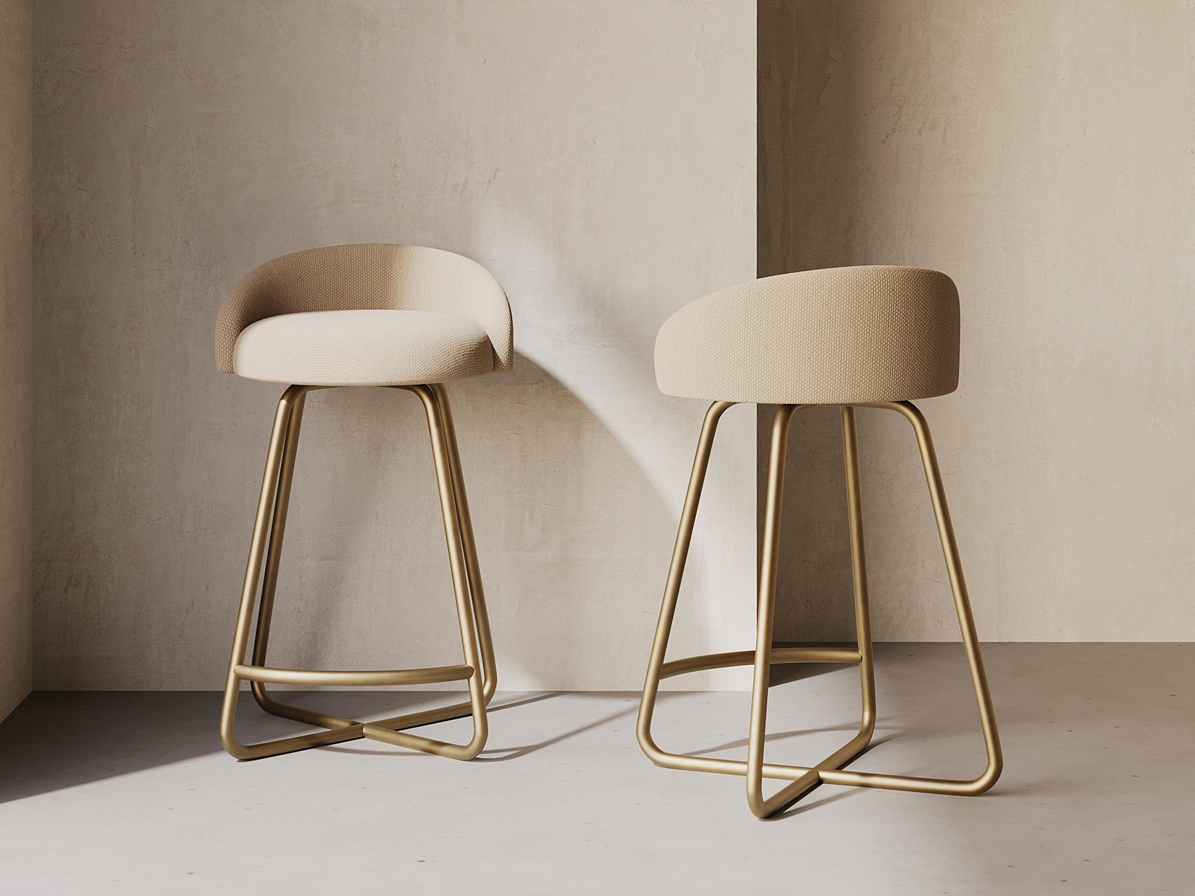 Union Home Clipper Antique Brass Upholstered Counter Stool