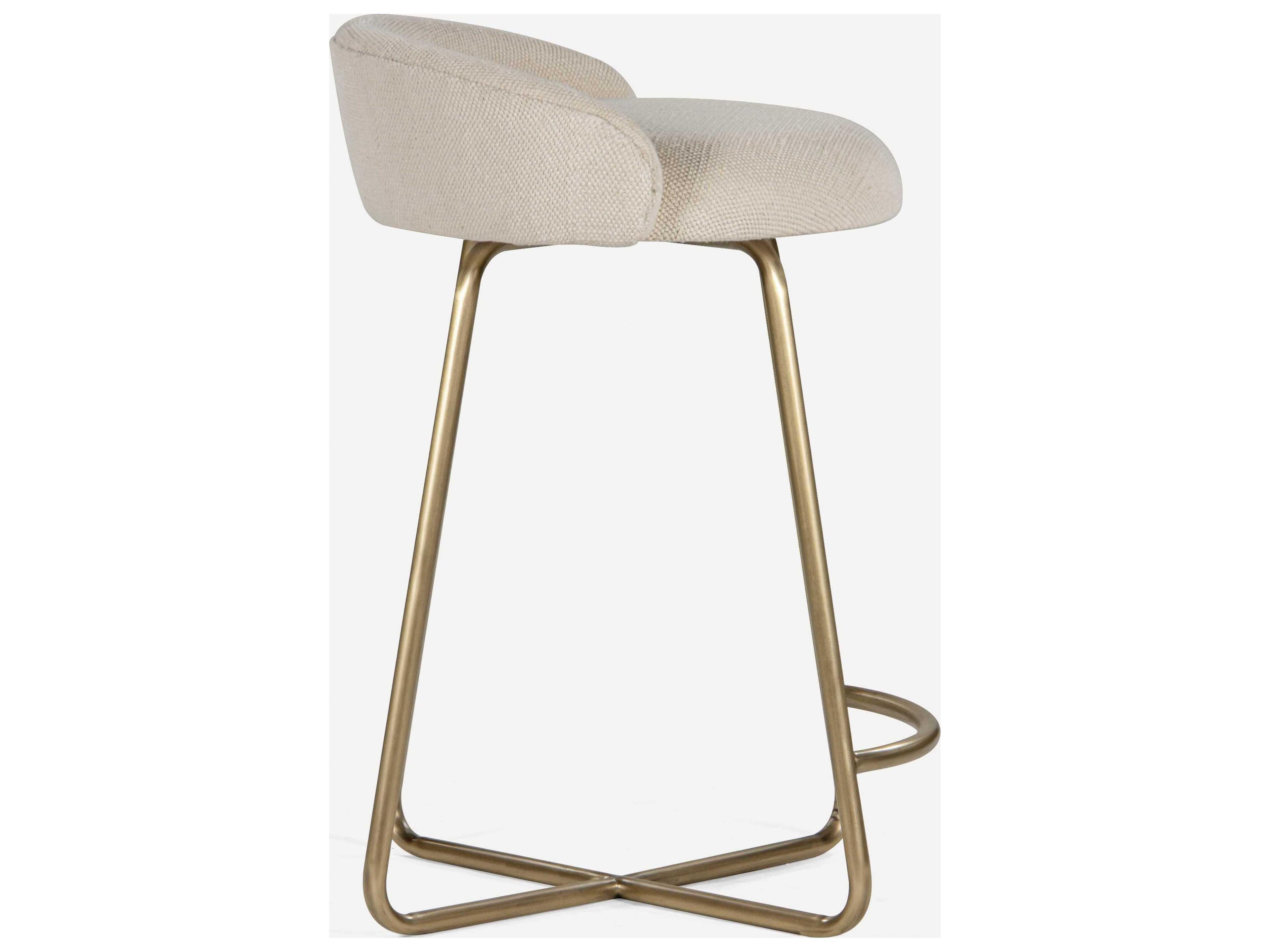 Union Home Clipper Antique Brass Upholstered Counter Stool