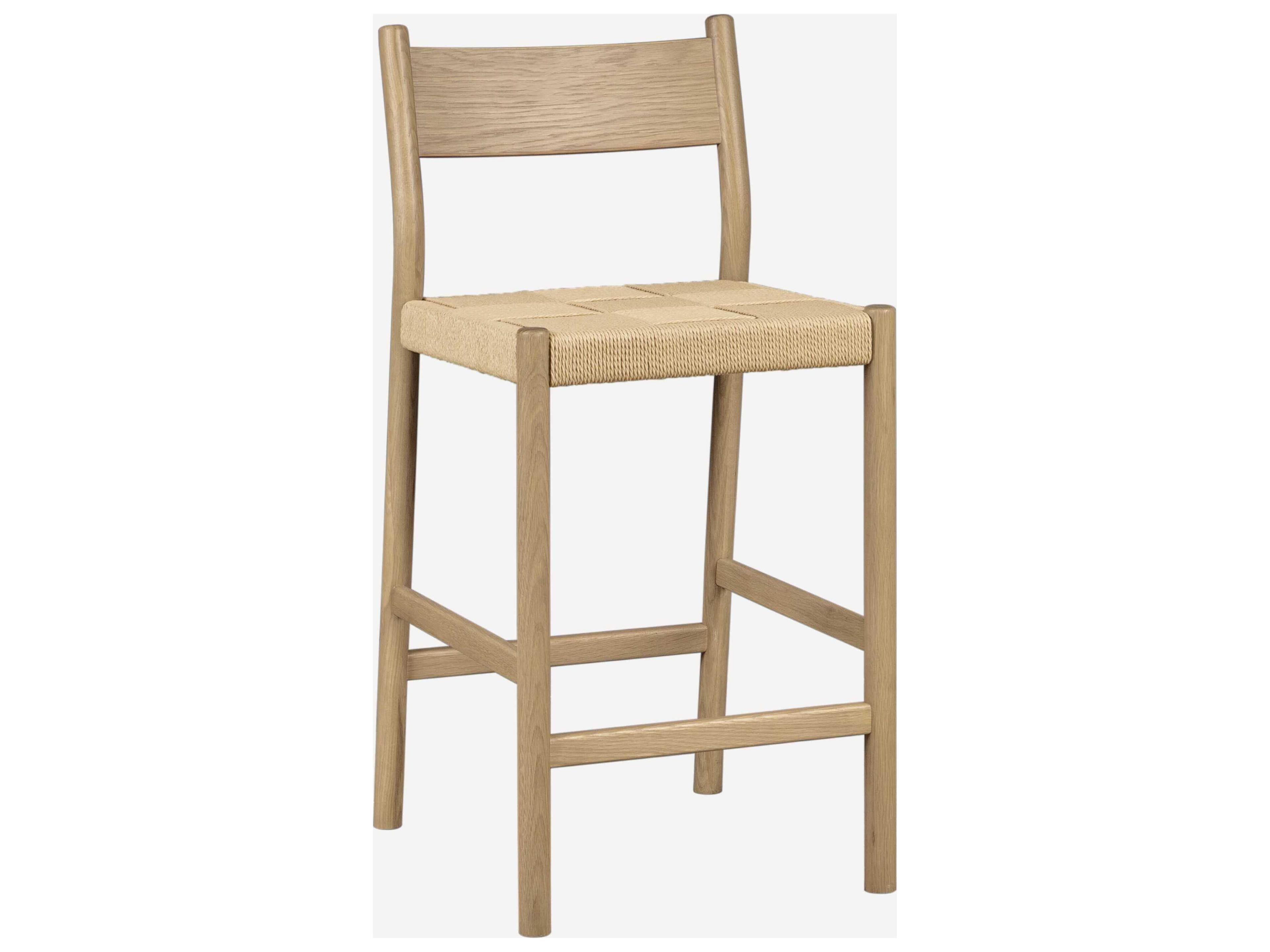 Asher Natural Oak Wood Counter Stool