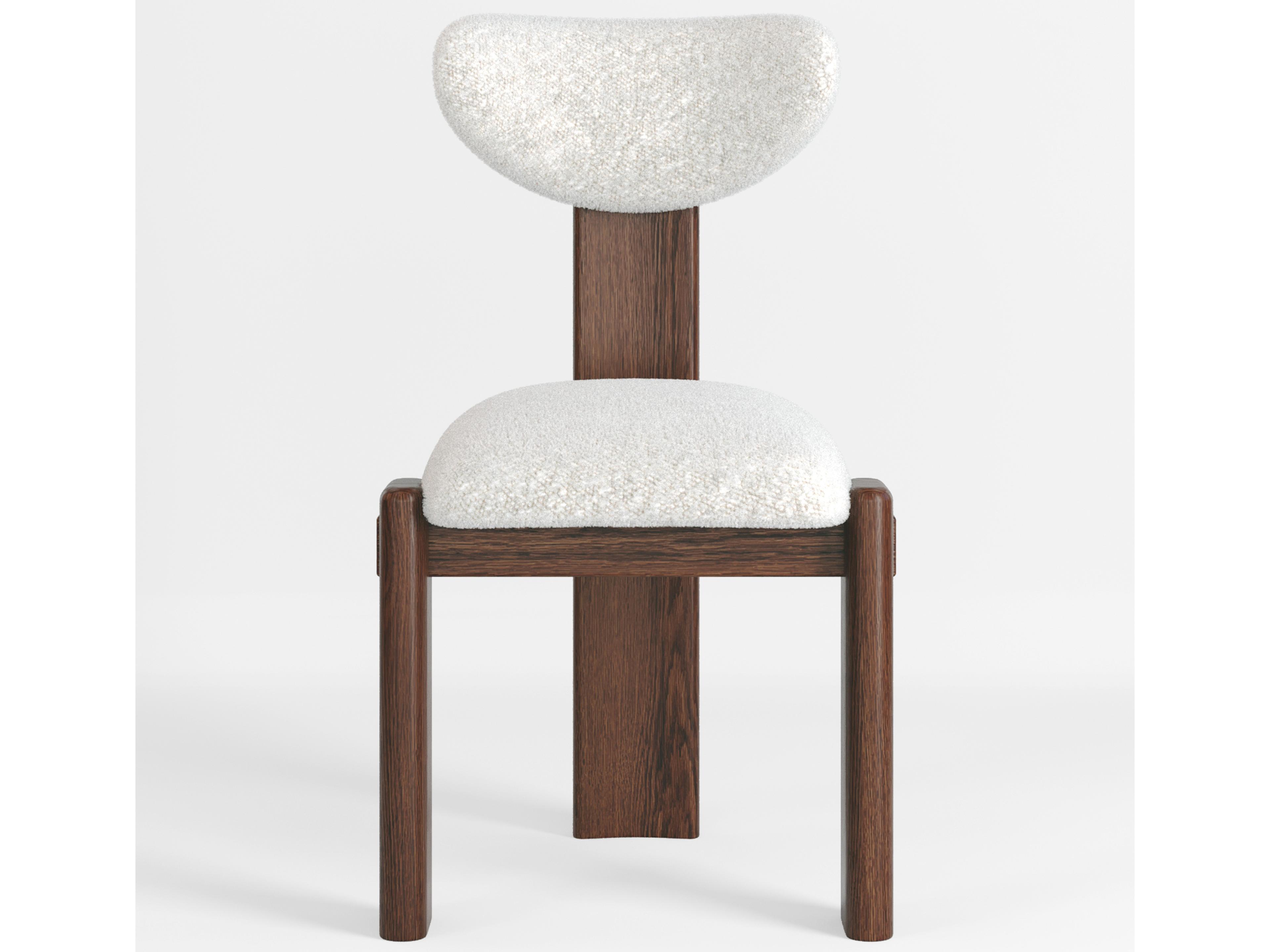 Union Home Elio Oak Wood White Upholstered Armless Dining Chair