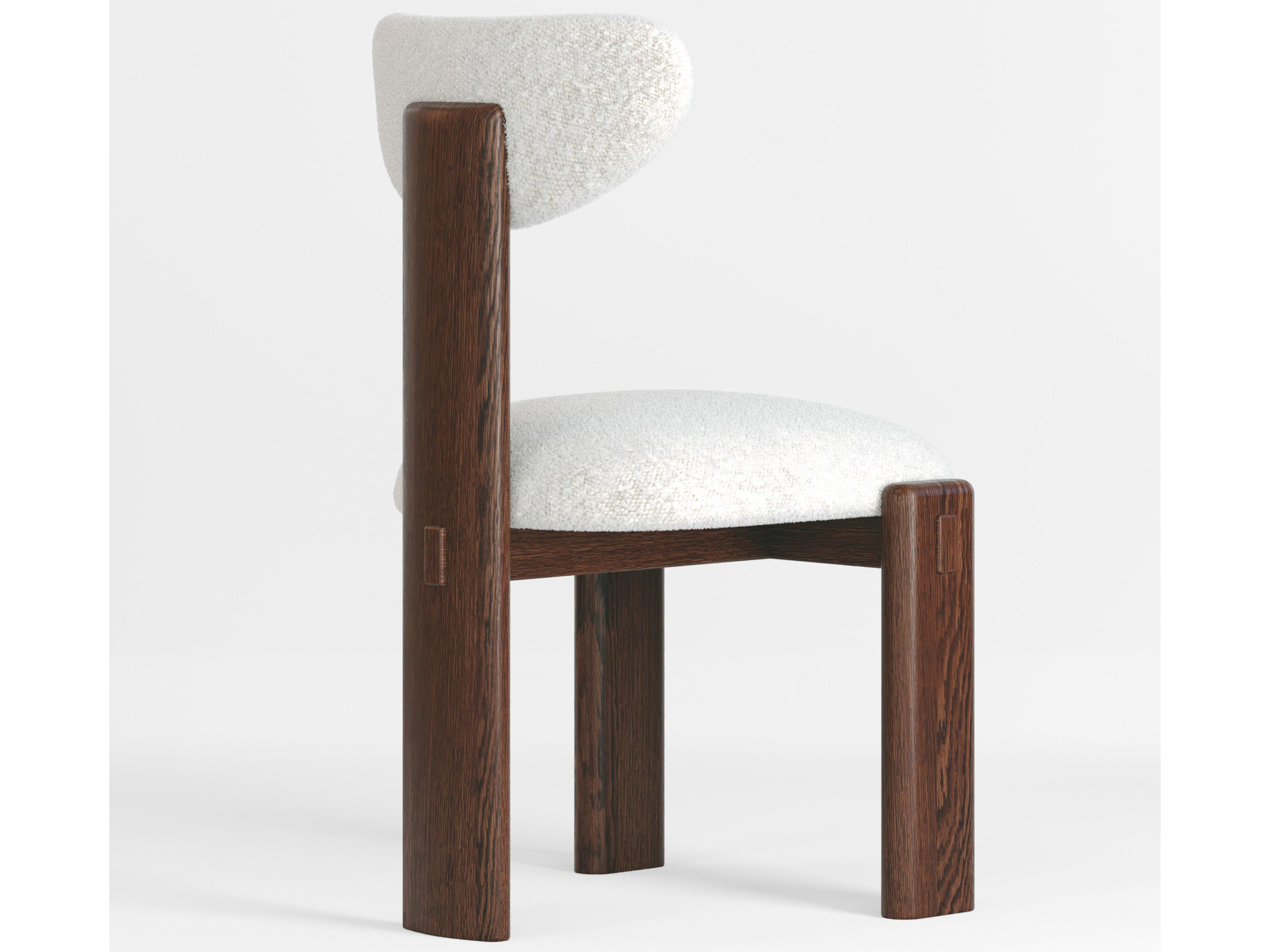 Union Home Elio Oak Wood White Upholstered Armless Dining Chair