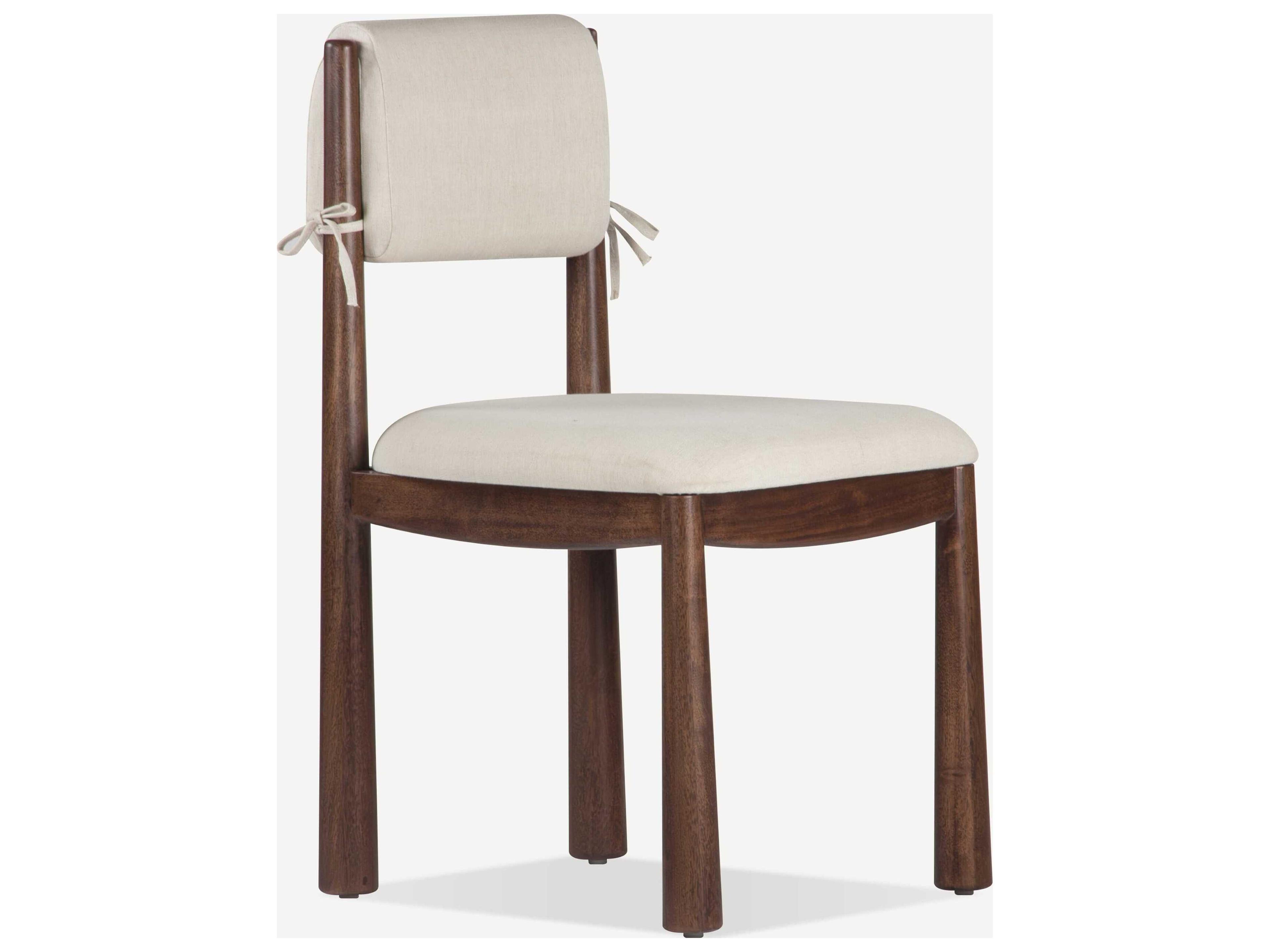 Cece Acacia Wood Brown Upholstered Armless Dining Chair