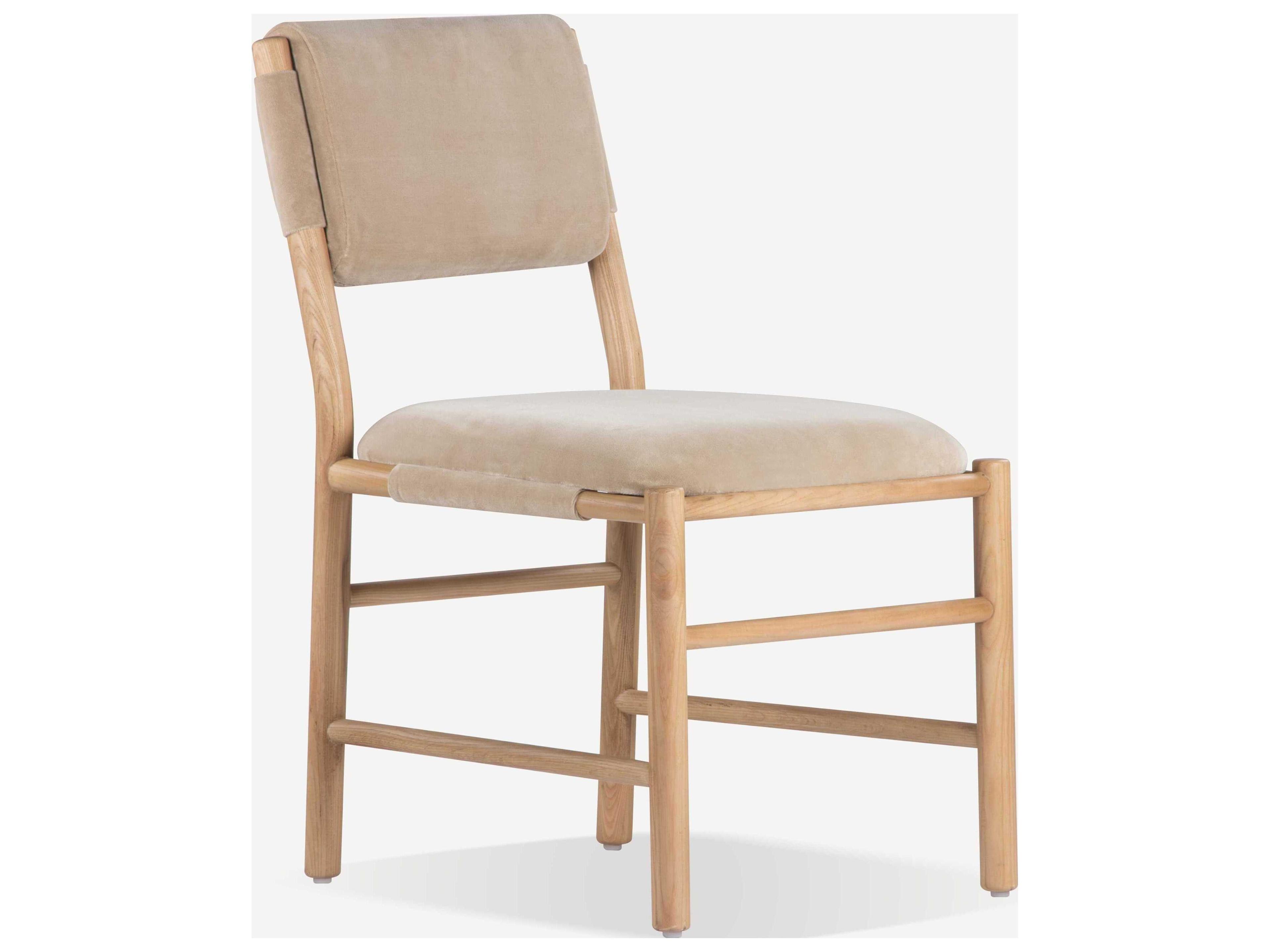 Piper Ash Wood Natural Velvet Upholstered Armless Dining Chair