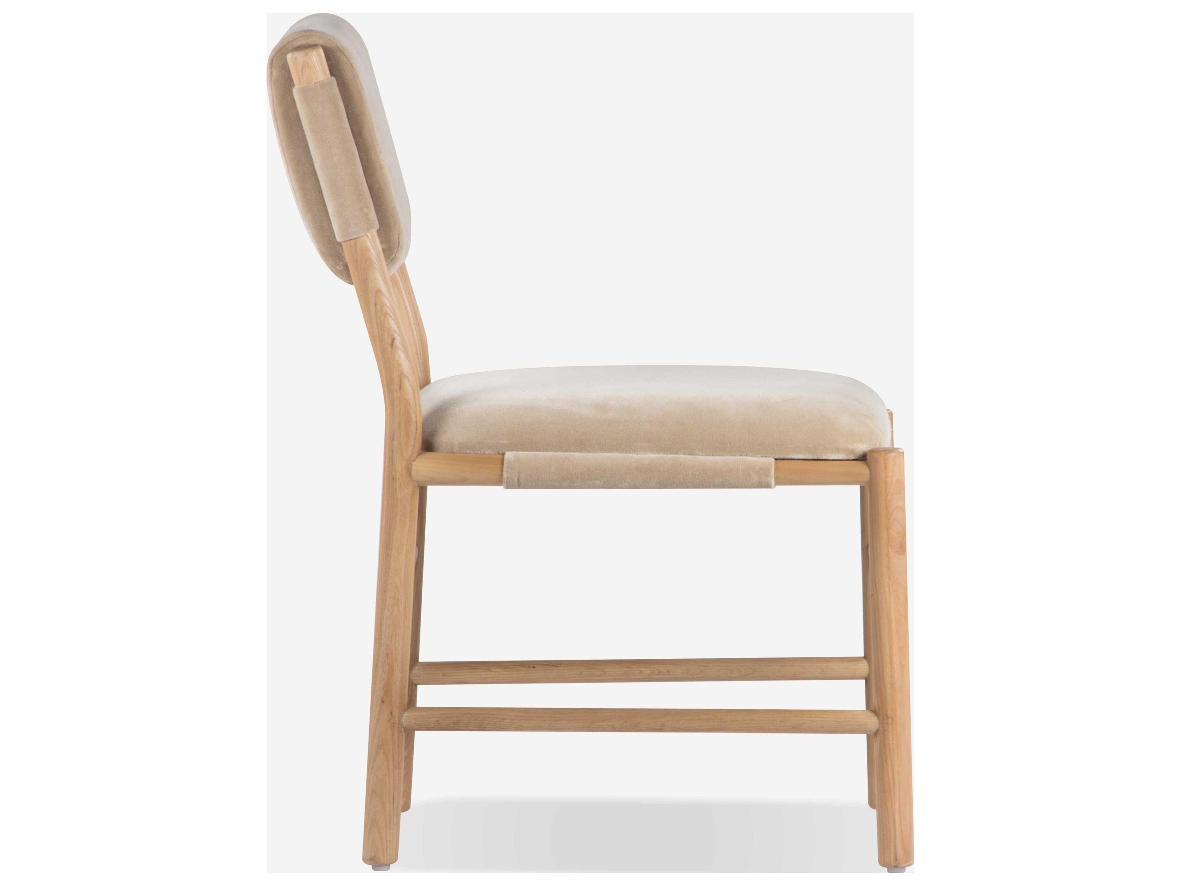 Union Home Piper Ash Wood Natural Velvet Upholstered Armless Dining Chair