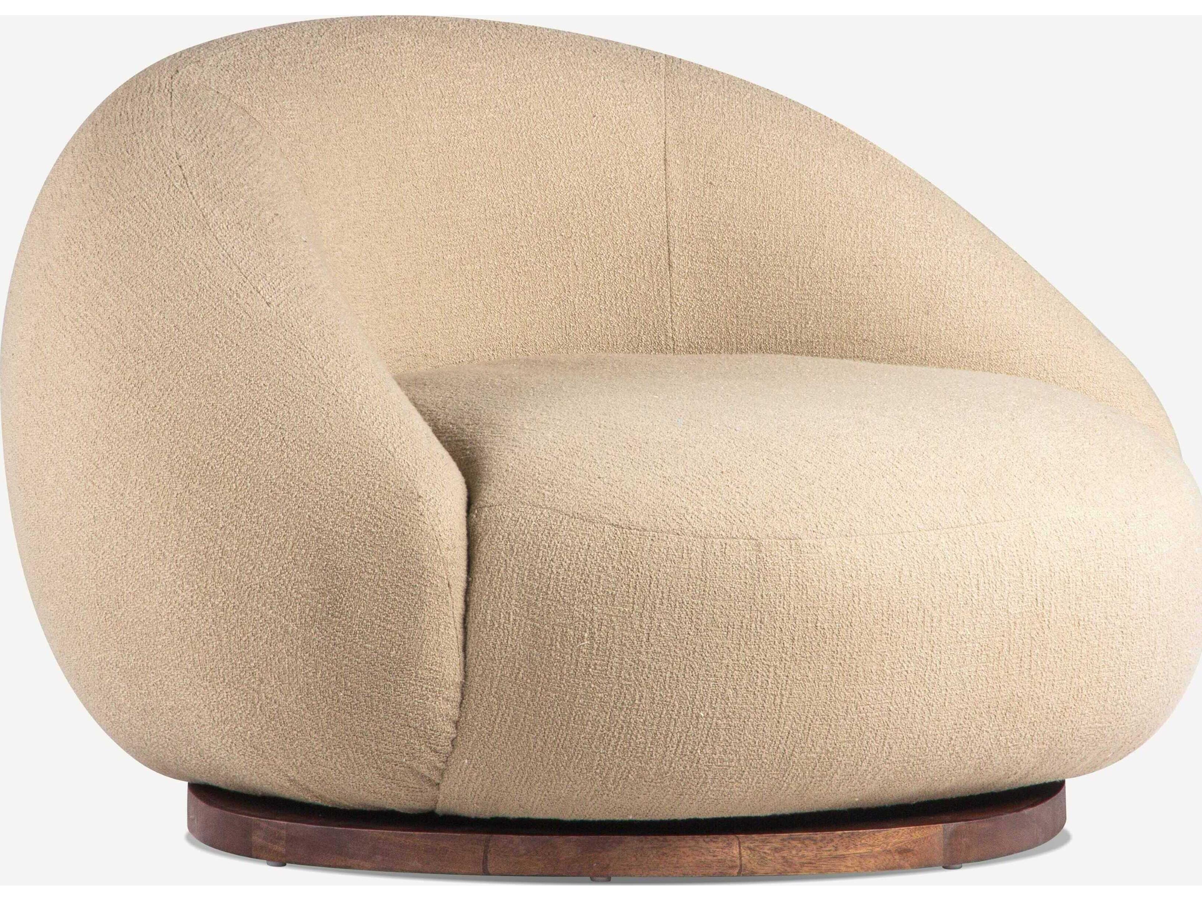 June Swivel Beige Accent Chair