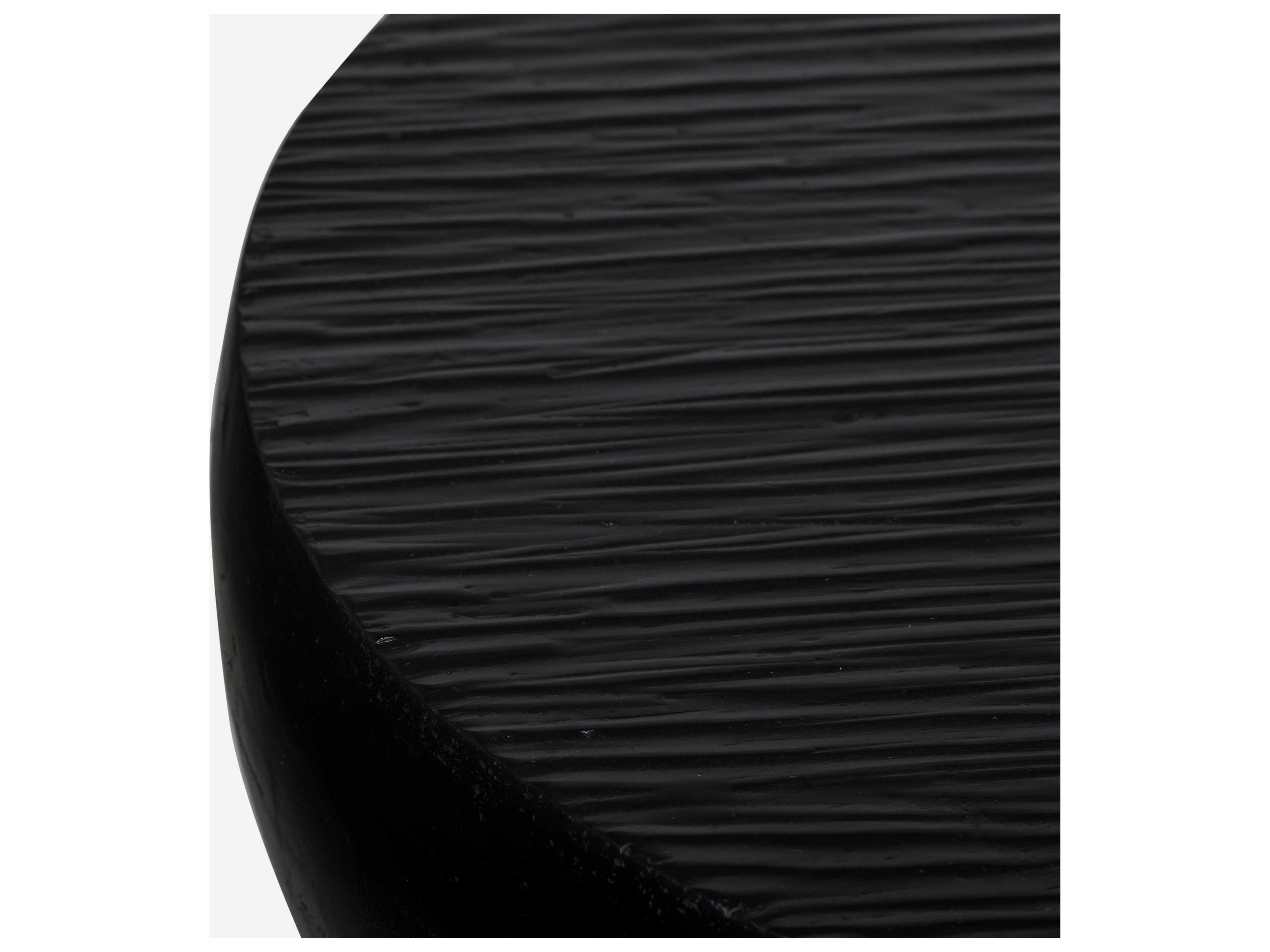 Union Home Hewn Round Wood Charcoal End Table