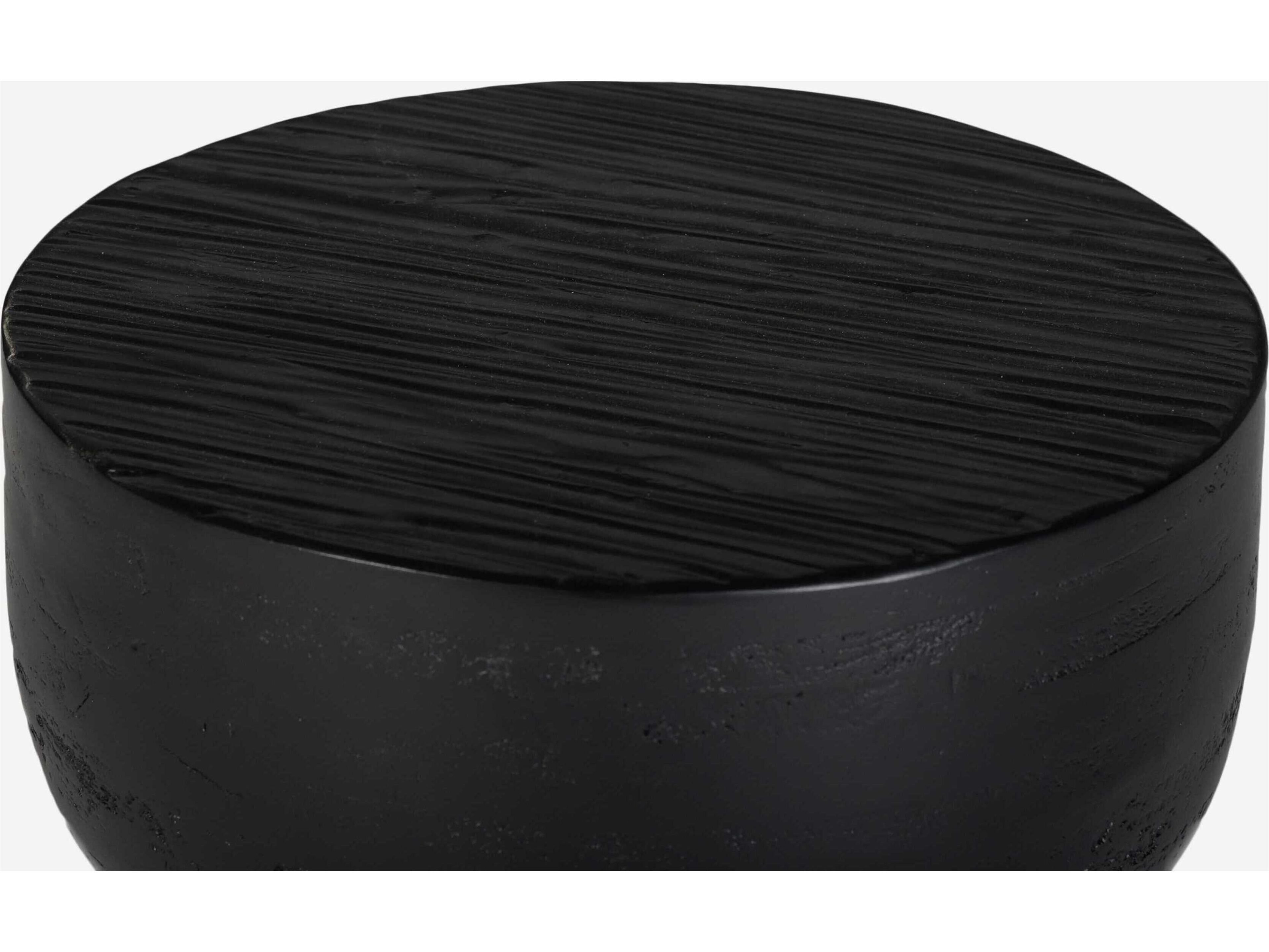 Union Home Hewn Round Wood Charcoal Coffee Table