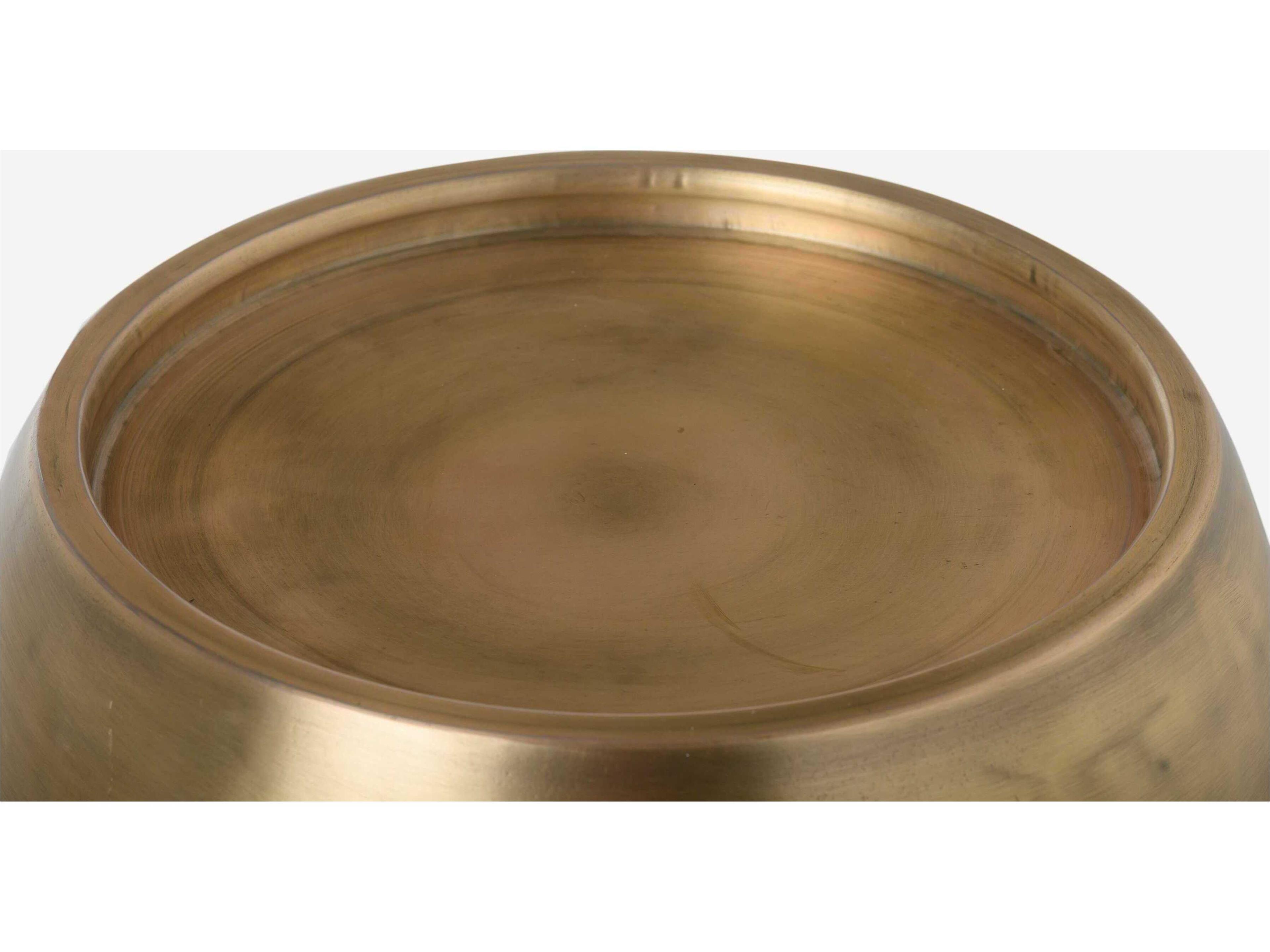 Union Home Pebble Round Metal Antique Brass End Table
