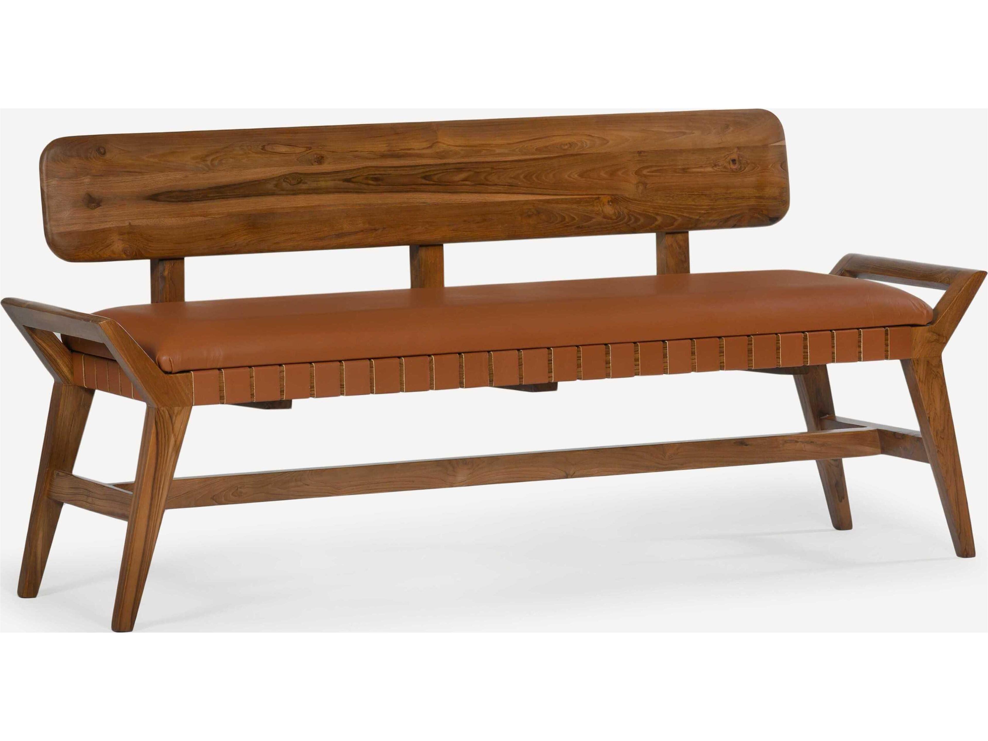 Robertson Porto Natural Brown Leather Accent Bench