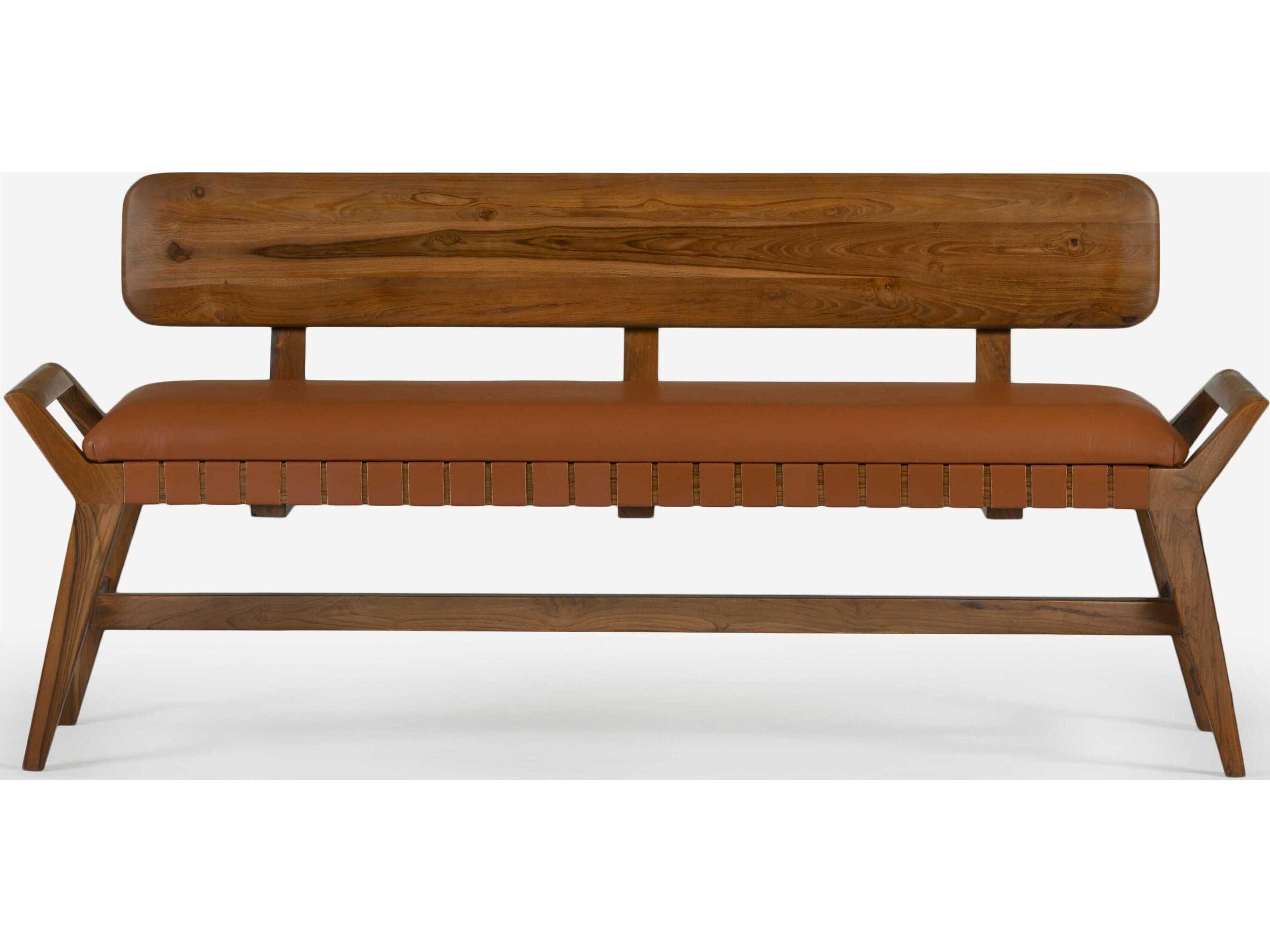 Union Home Robertson Porto Natural Brown Leather Accent Bench