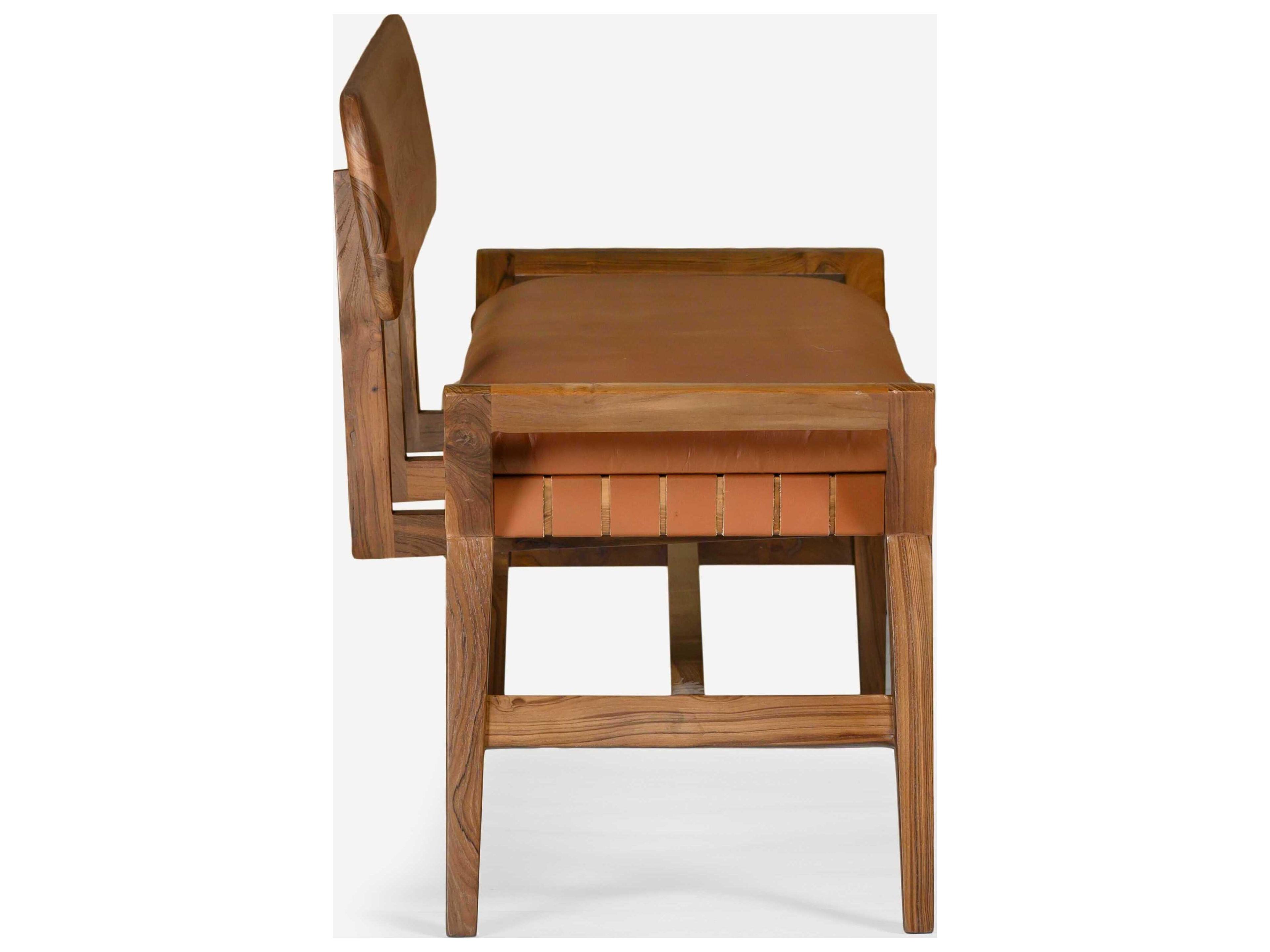 Union Home Robertson Porto Natural Brown Leather Accent Bench