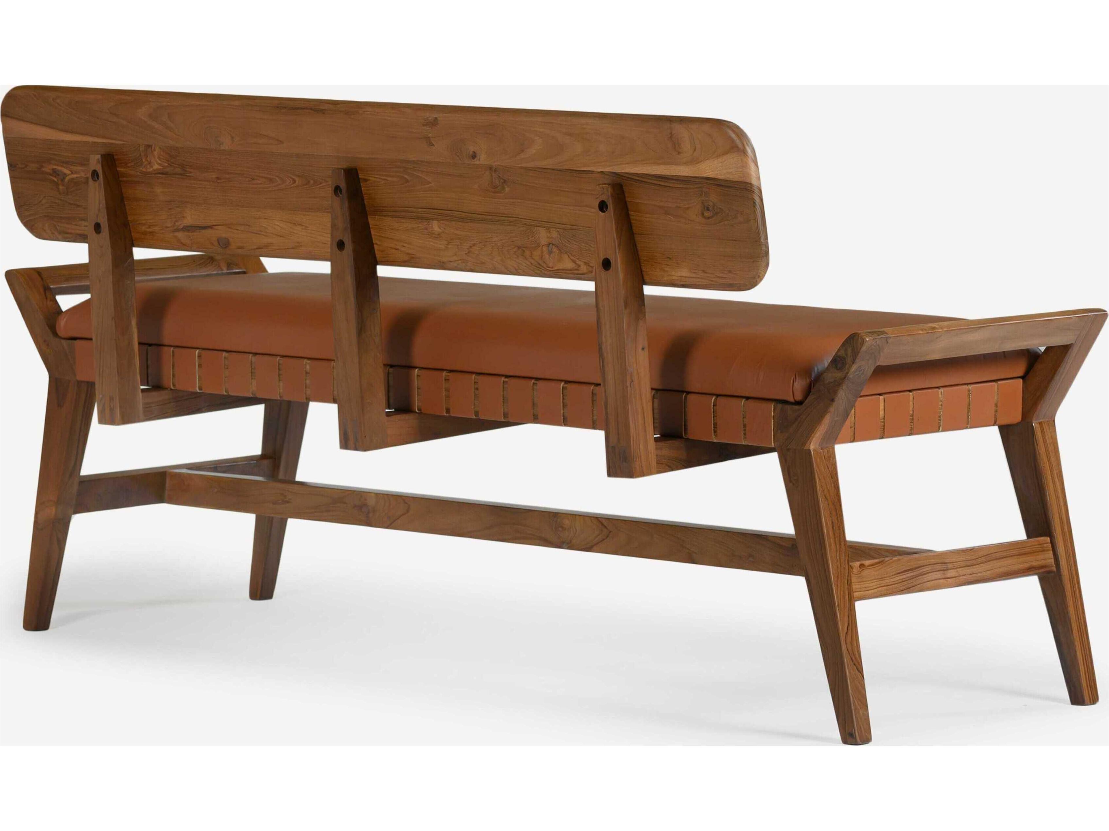 Union Home Robertson Porto Natural Brown Leather Accent Bench