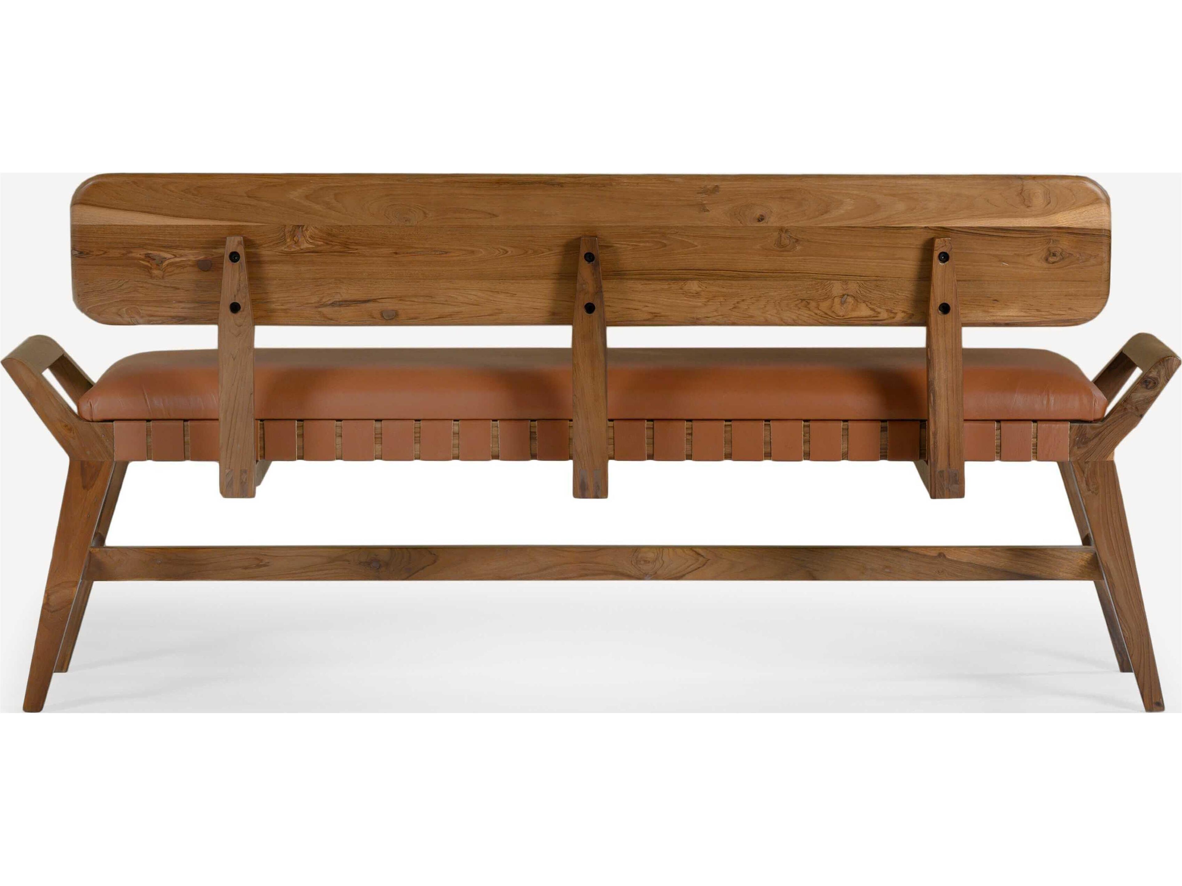 Union Home Robertson Porto Natural Brown Leather Accent Bench