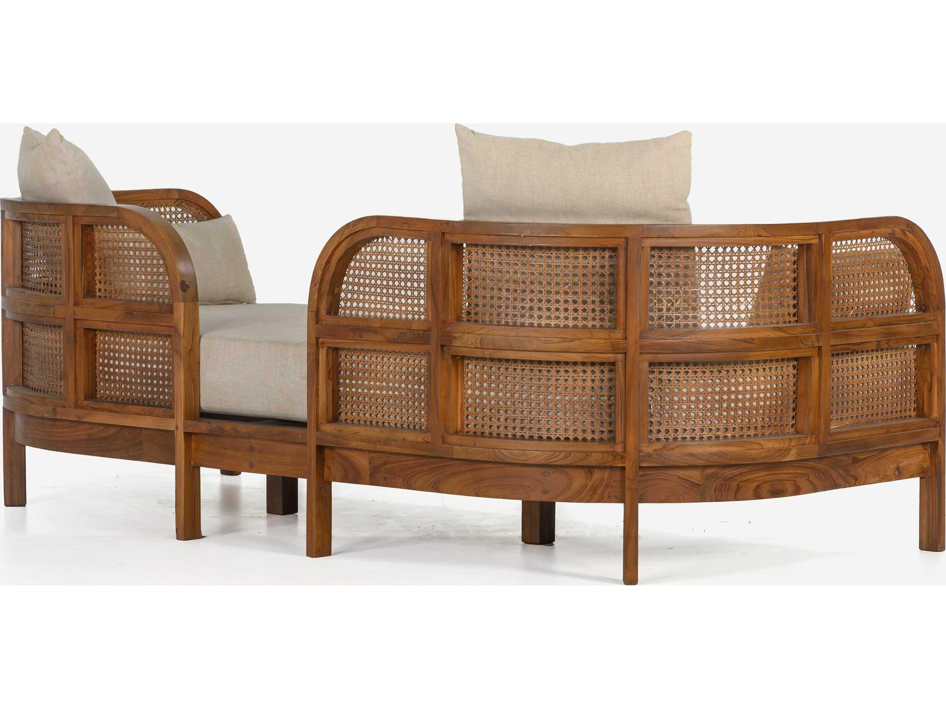 Union Home Nest Porto Natural Brown Teak Wood Daybed