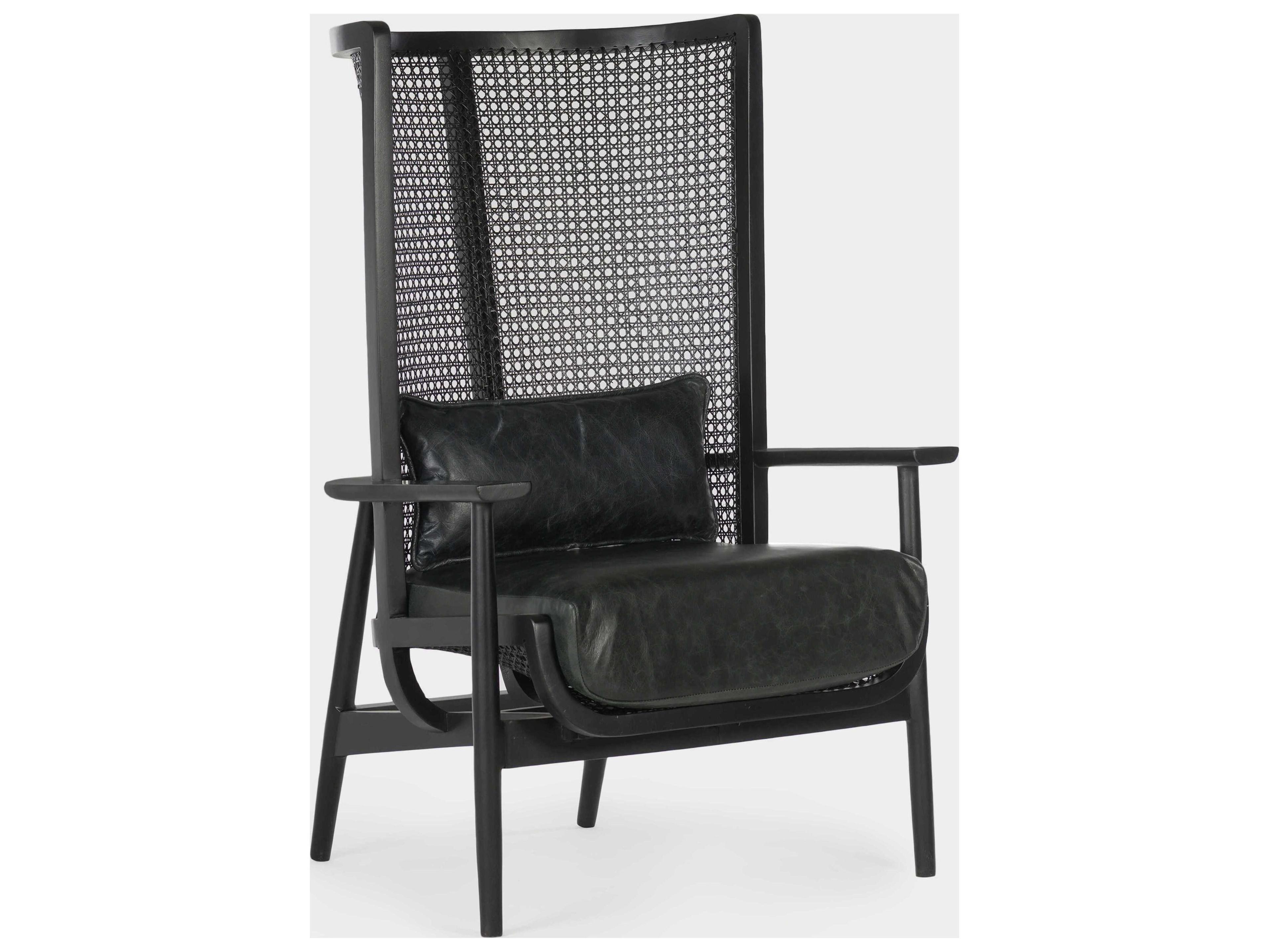 Wingman Black Leather Accent Chair