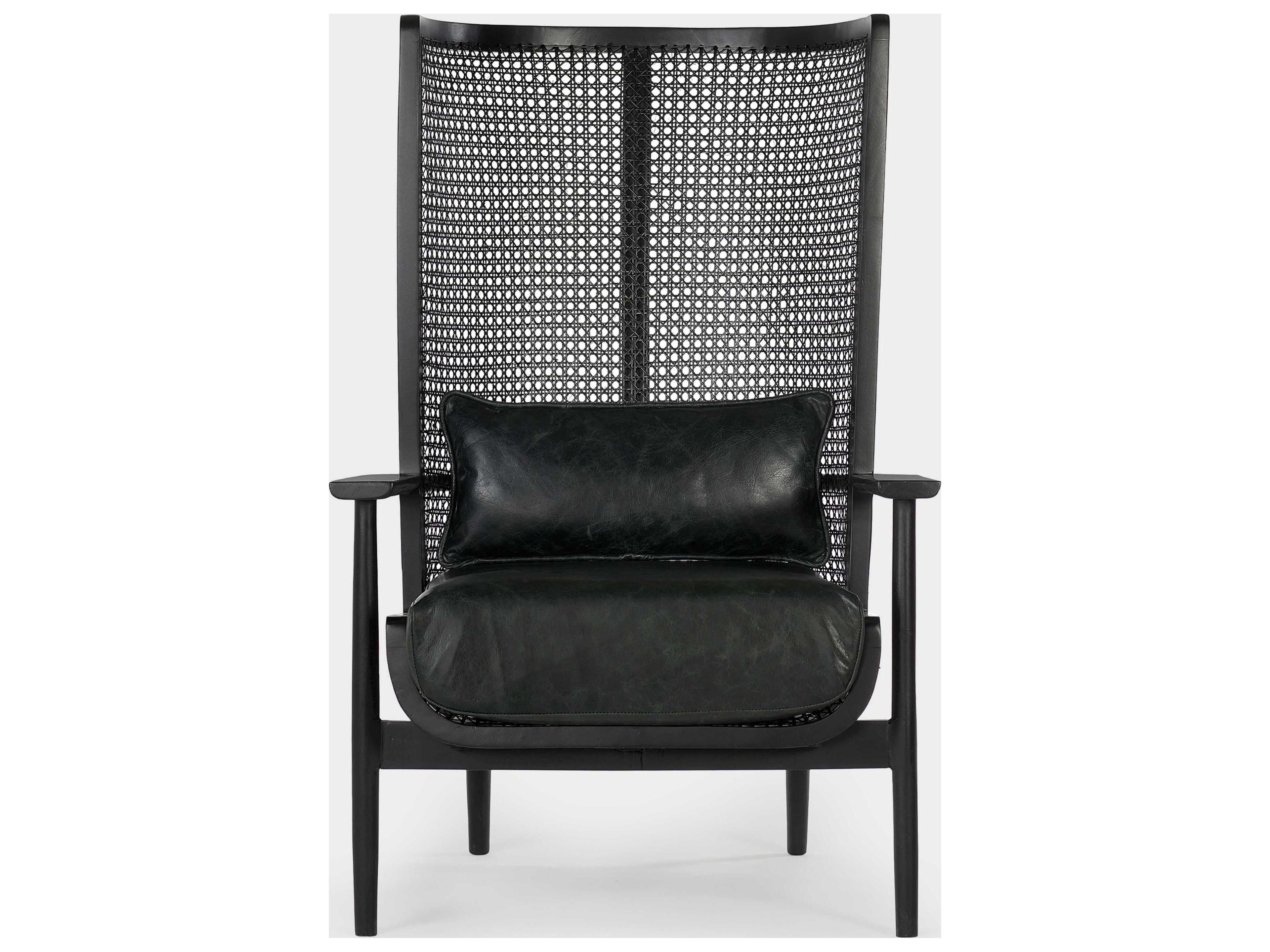 Union Home Wingman Black Leather Accent Chair